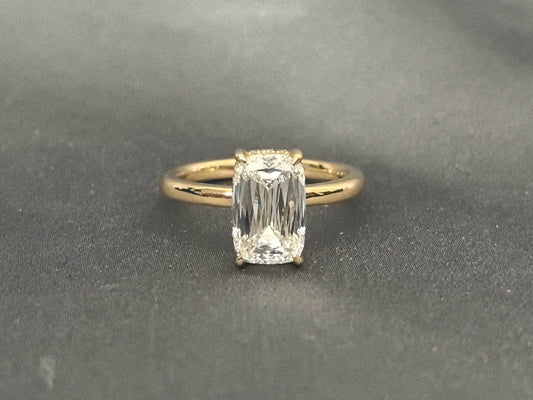 Ashoka Lab-Grown Diamond Ring - Floral Inlay with Hidden Halo - 14K Gold