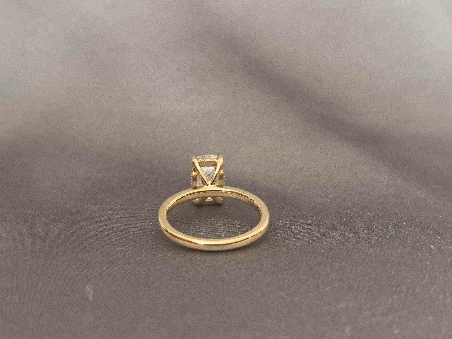 Ashoka Lab-Grown Diamond Ring - Floral Inlay with Hidden Halo - 14K Gold