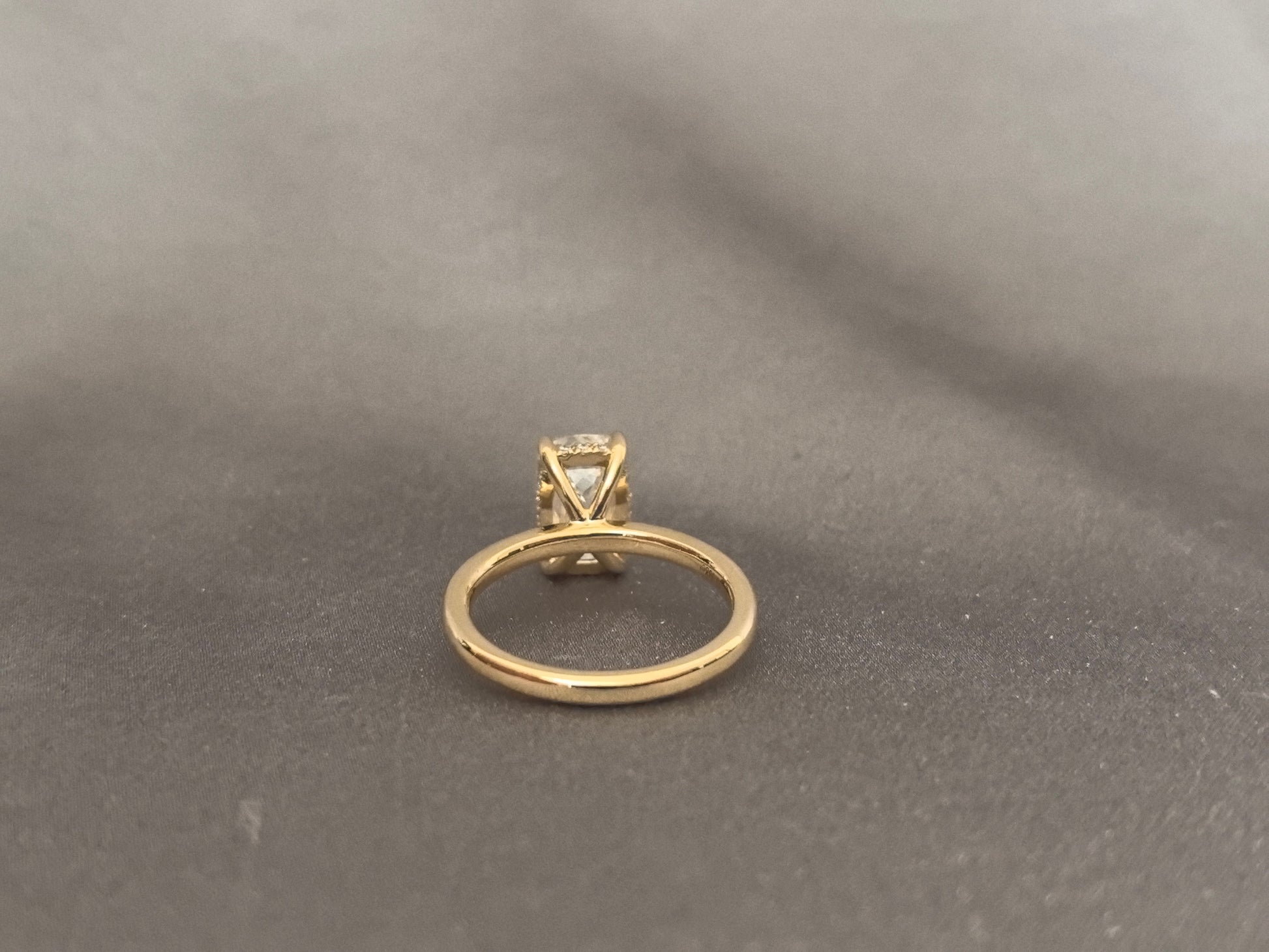 Ashoka Lab-Grown Diamond Ring - Floral Inlay with Hidden Halo - 14K Gold