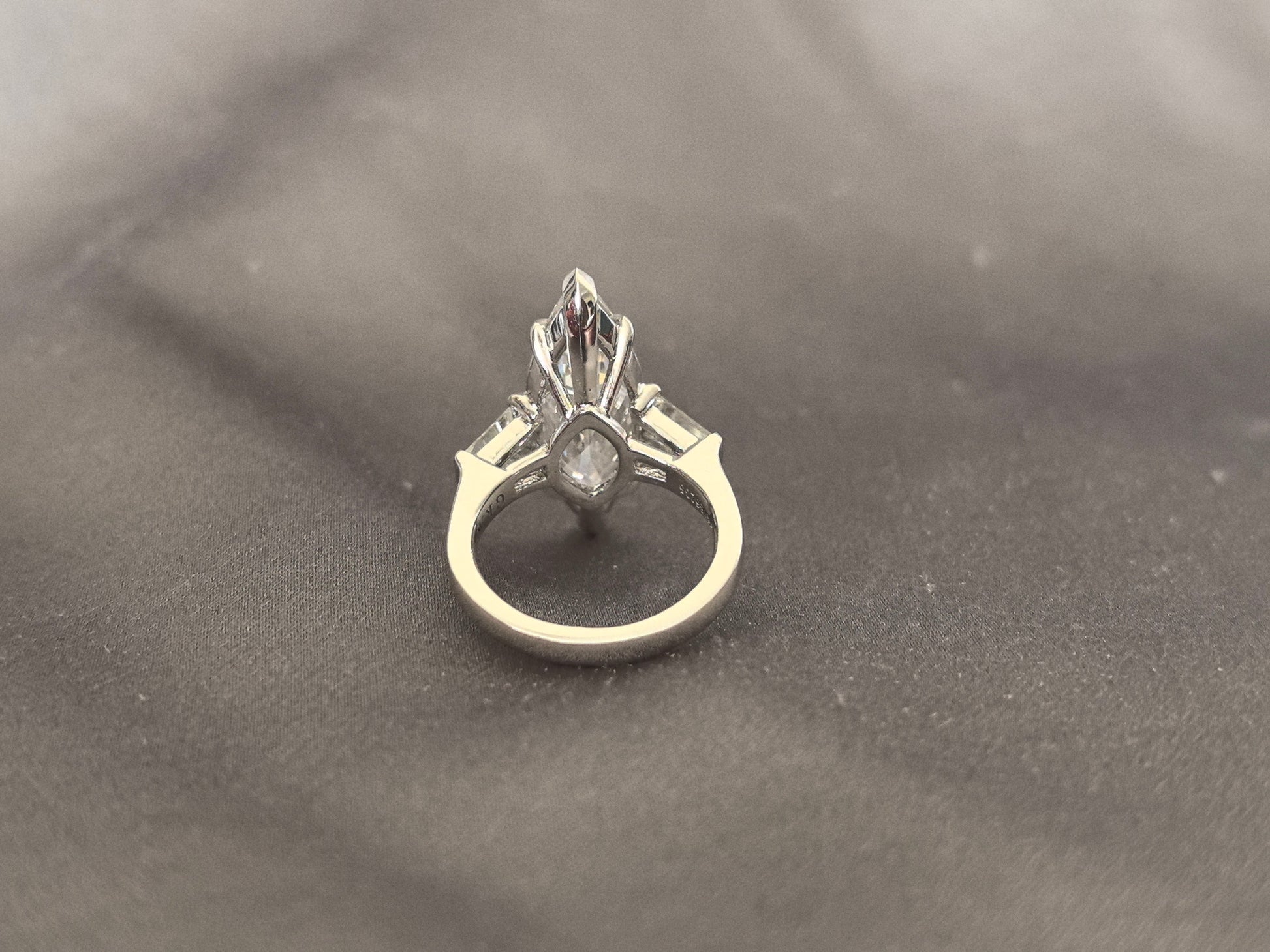 Marquise-Center Trilogy Ring - Baguette Sidestones - Architectural Elegance