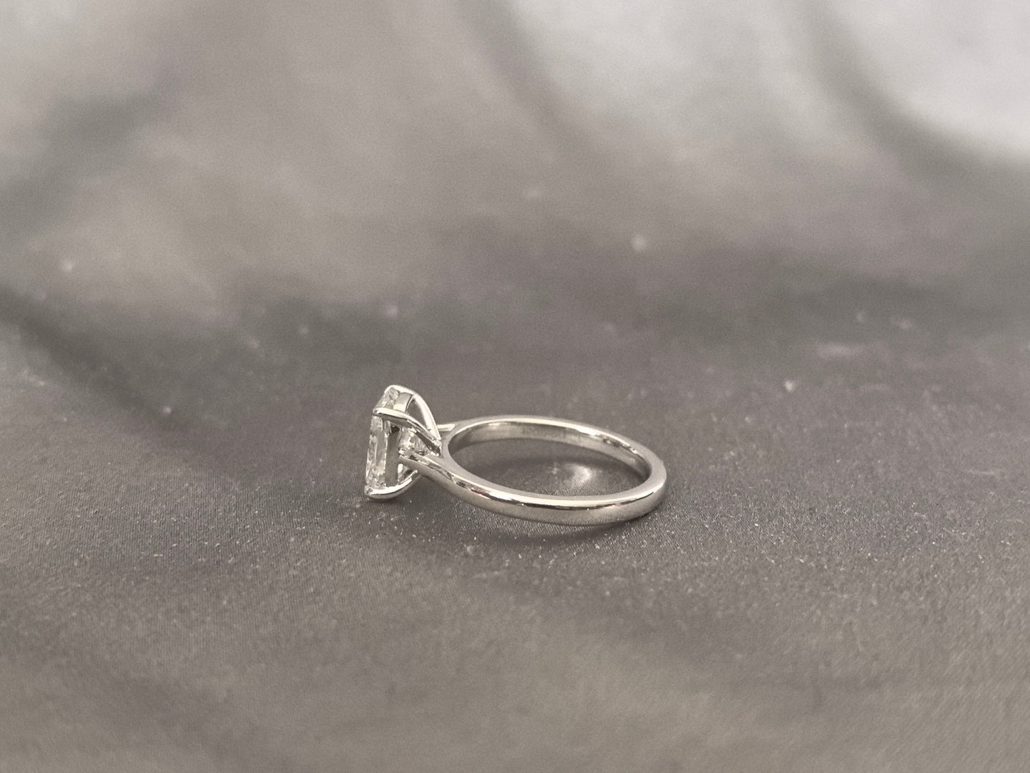 Cushion Cut Solitaire Plain Band Ring with Hidden Halo