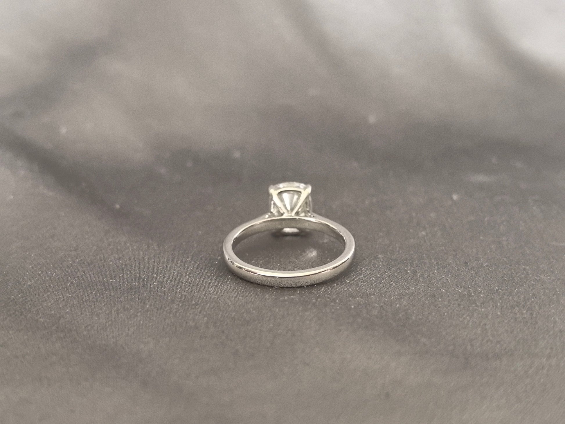 Cushion Cut Solitaire Plain Band Ring with Hidden Halo