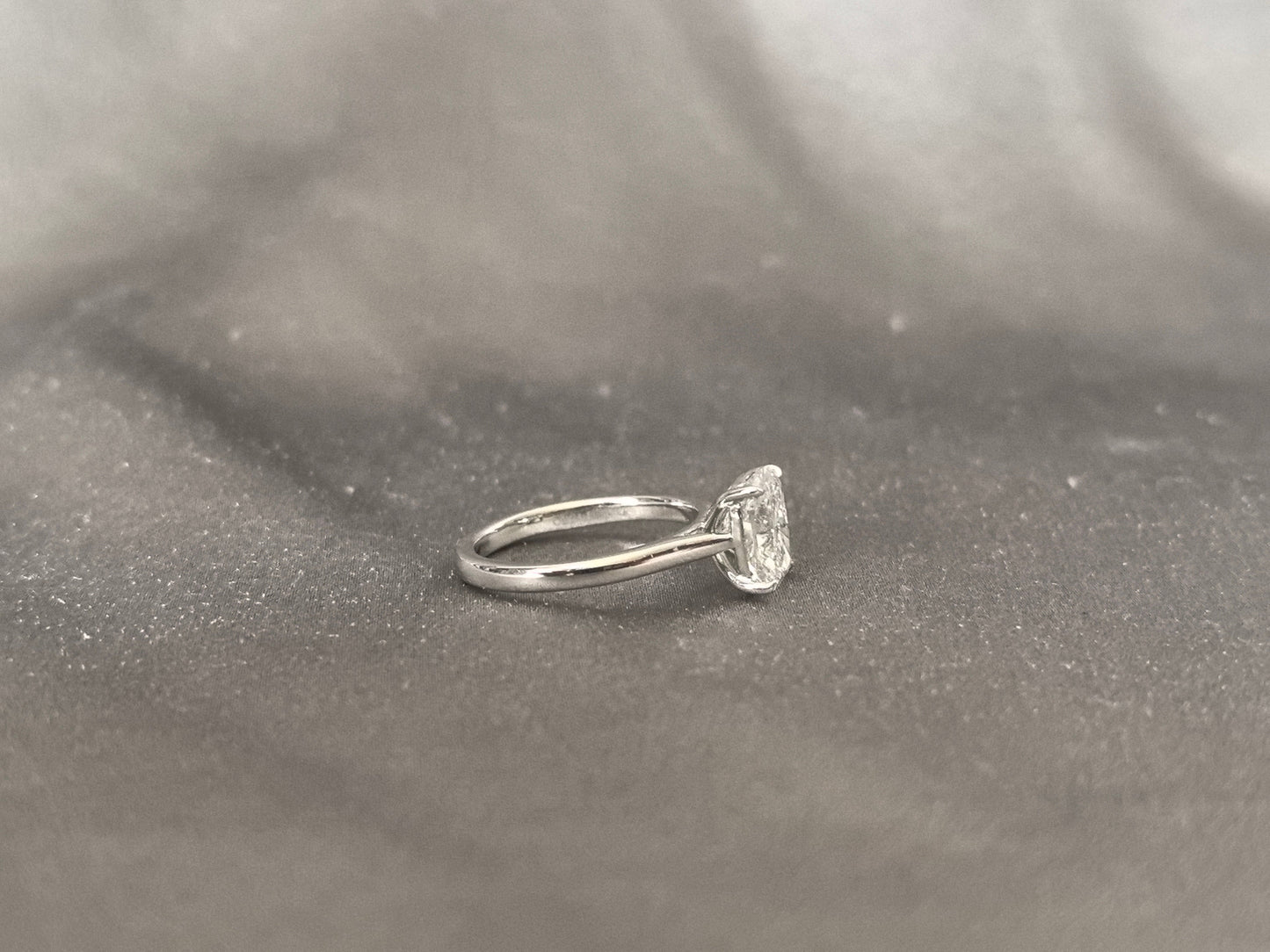 Cushion Cut Solitaire Plain Band Ring with Hidden Halo