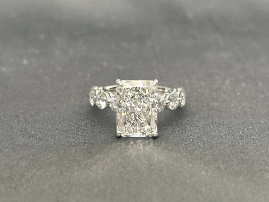 Antique-Inspired Radiant with Flanking Rounds Ring