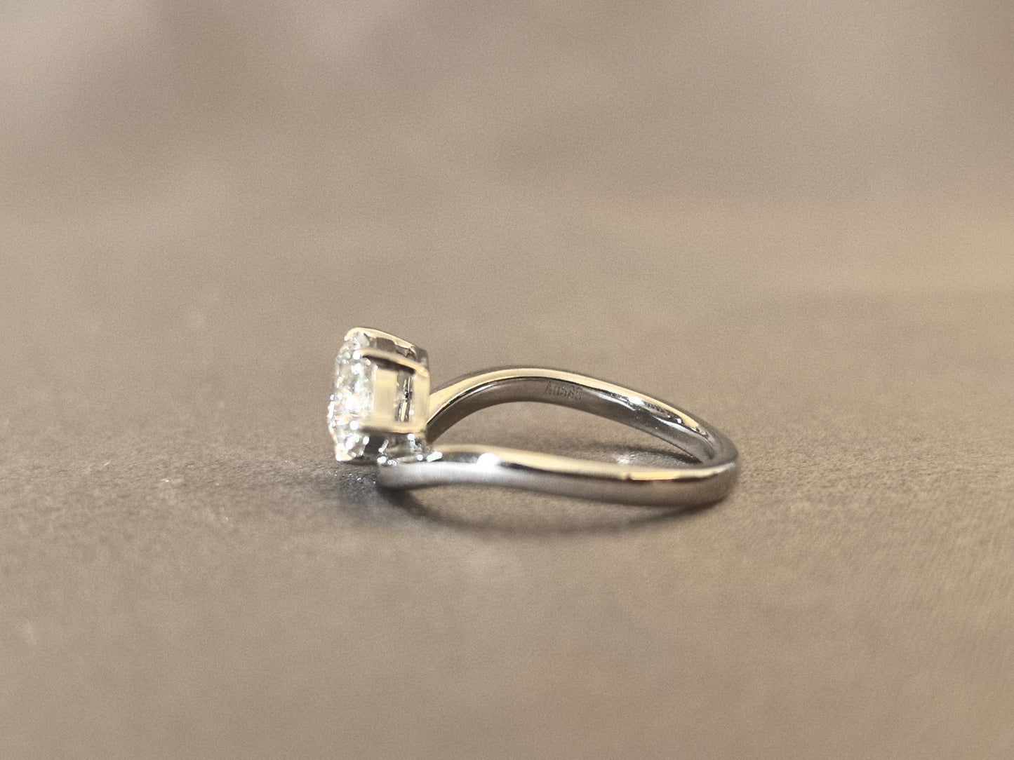 East-West Pear Cut Lab Diamond Pinky Ring - Twisted Band - 14K Gold