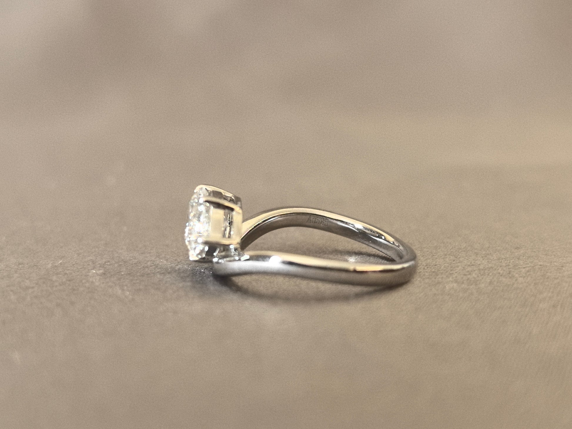 East-West Pear Cut Lab Diamond Pinky Ring - Twisted Band - 14K Gold