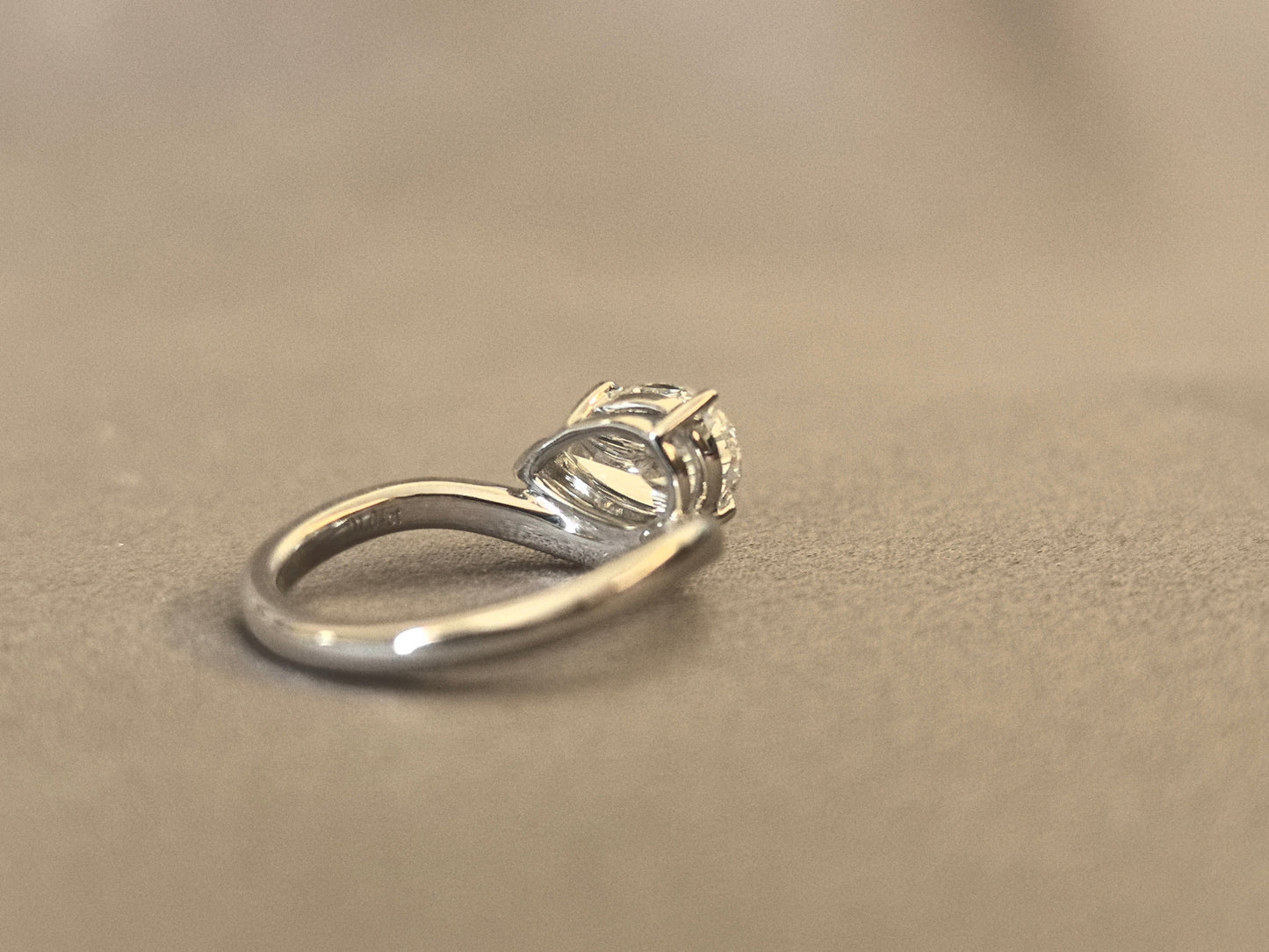 East-West Pear Cut Lab Diamond Pinky Ring - Twisted Band - 14K Gold