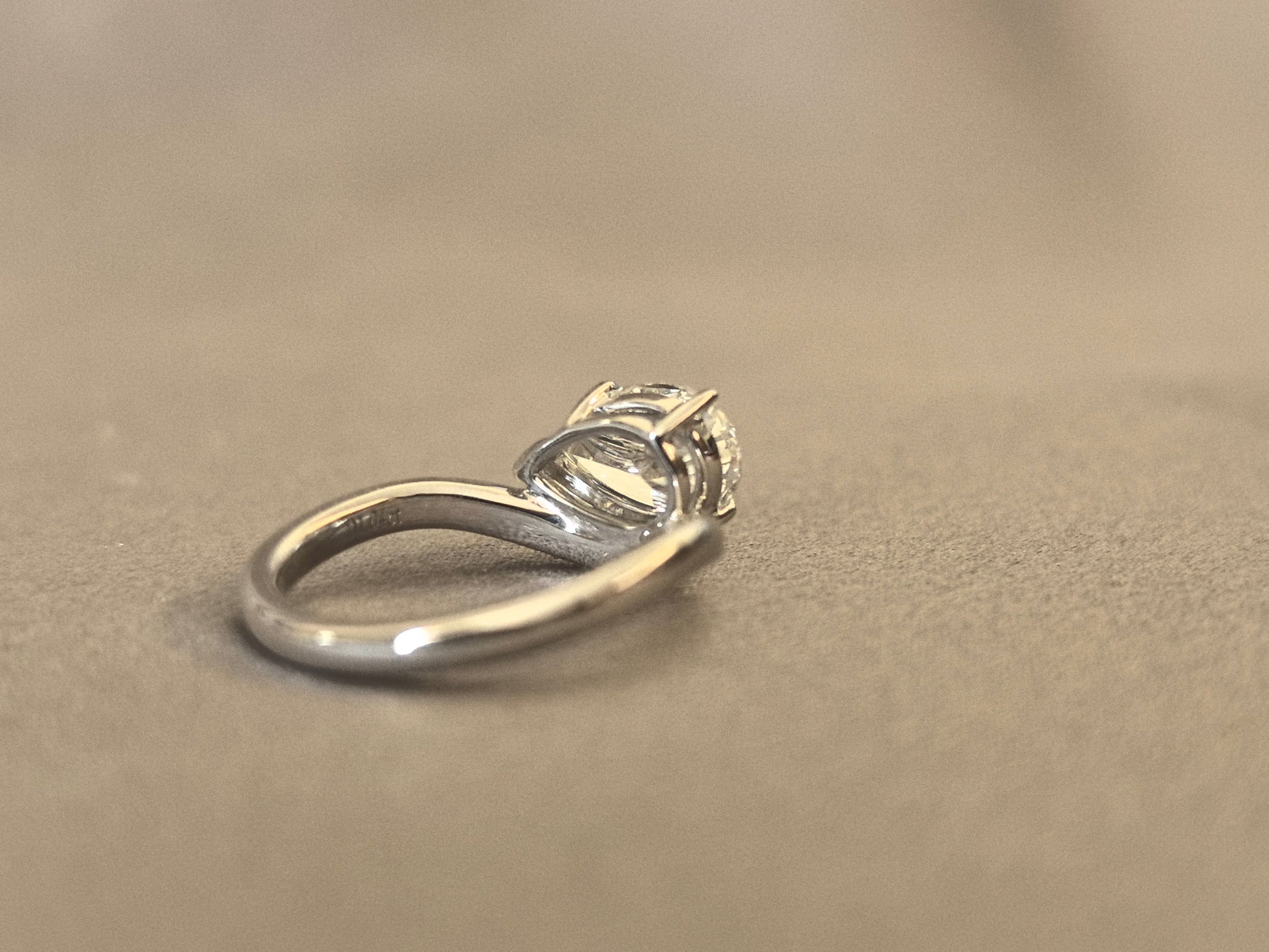 East-West Pear Cut Lab Diamond Pinky Ring - Twisted Band - 14K Gold