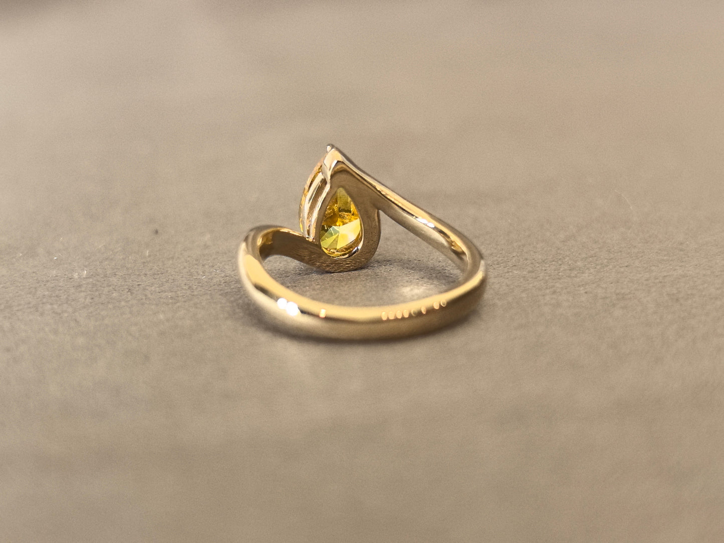 0.88 Carat Yellow Pear-Shaped Lab-Grown Diamond Pinky Ring