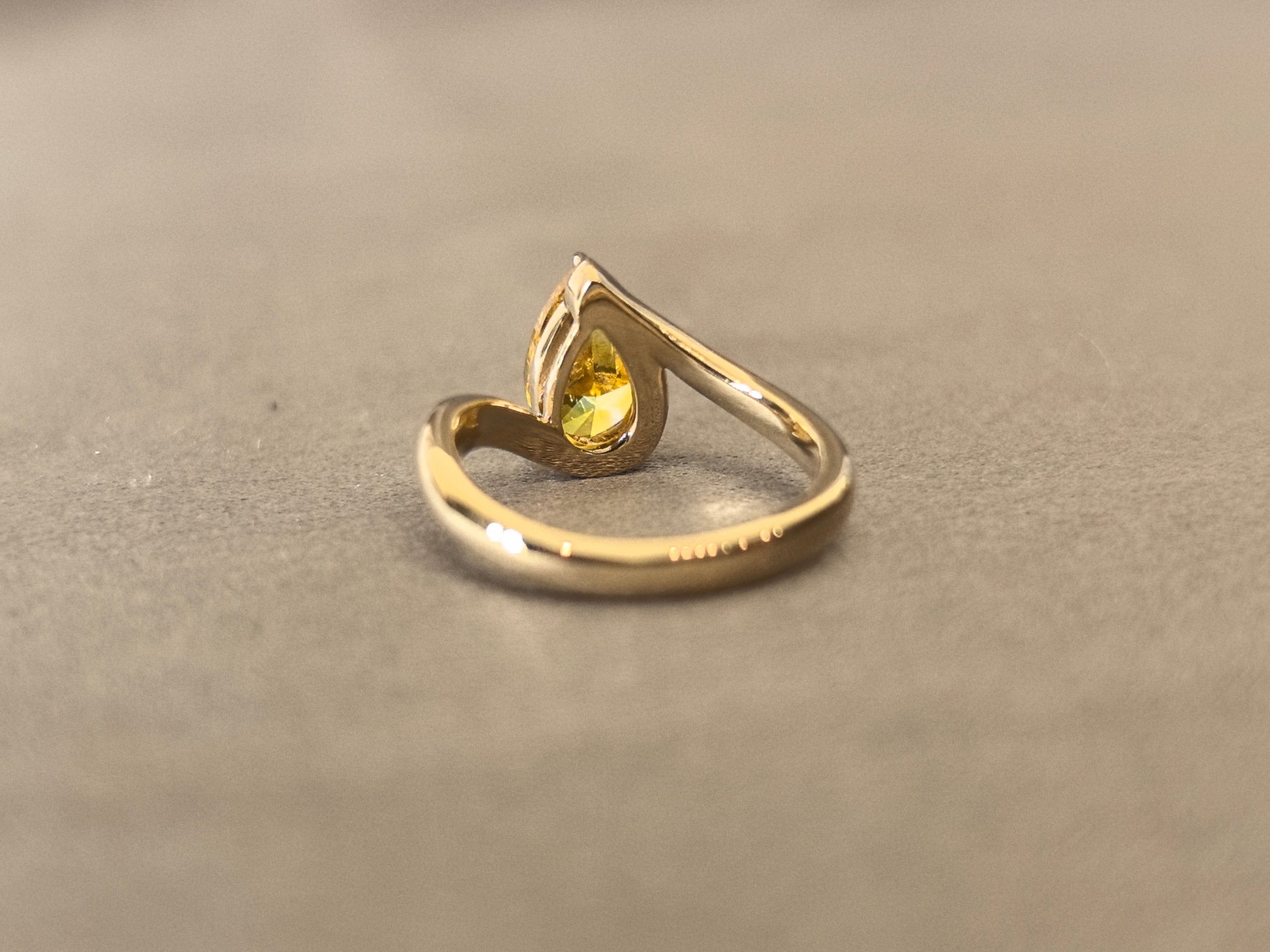 0.88 Carat Yellow Pear-Shaped Lab-Grown Diamond Pinky Ring