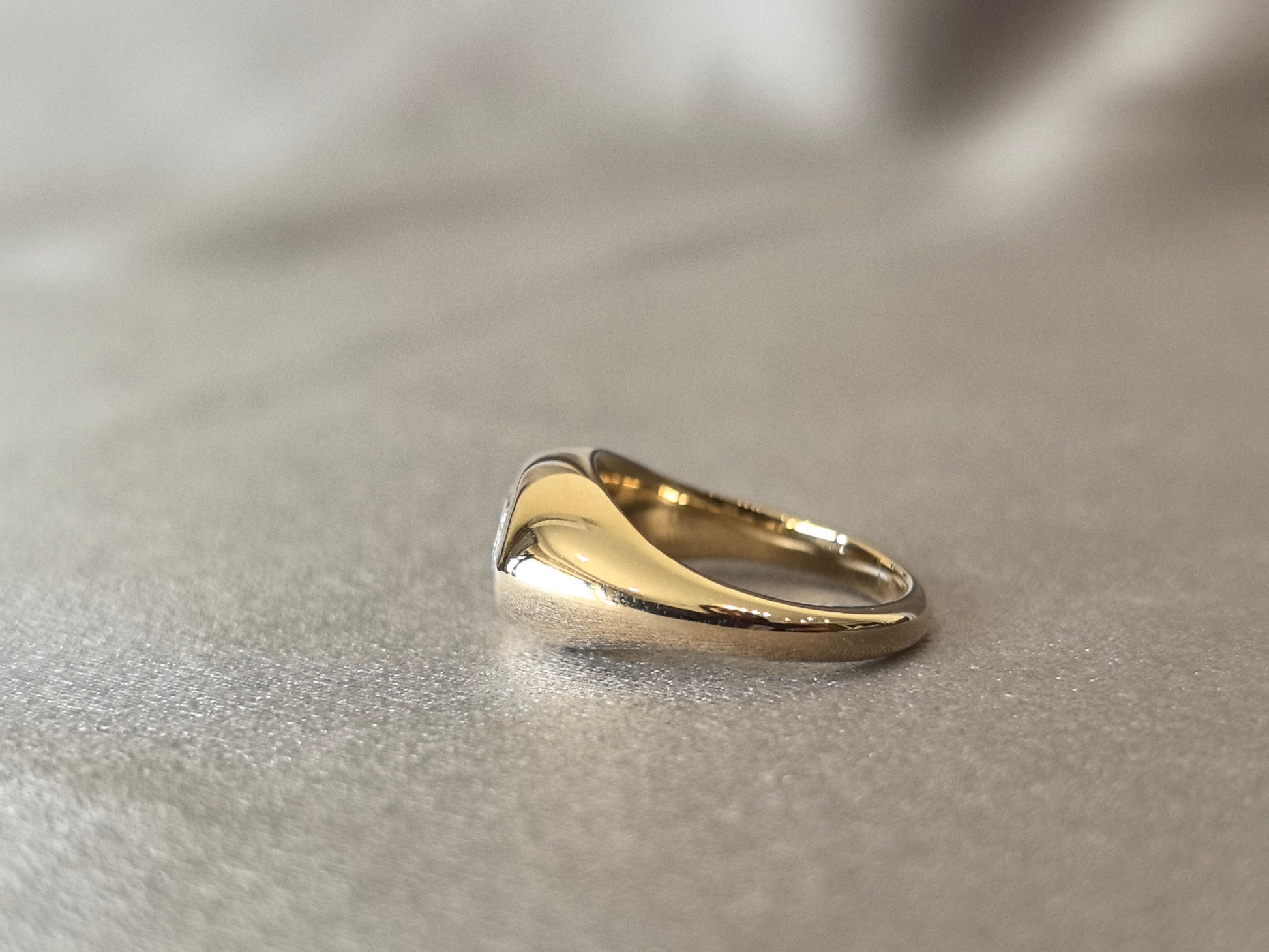 14K Thick Gold Polished Ring - Marquise Cut Diamond - Modern Solitaire Style