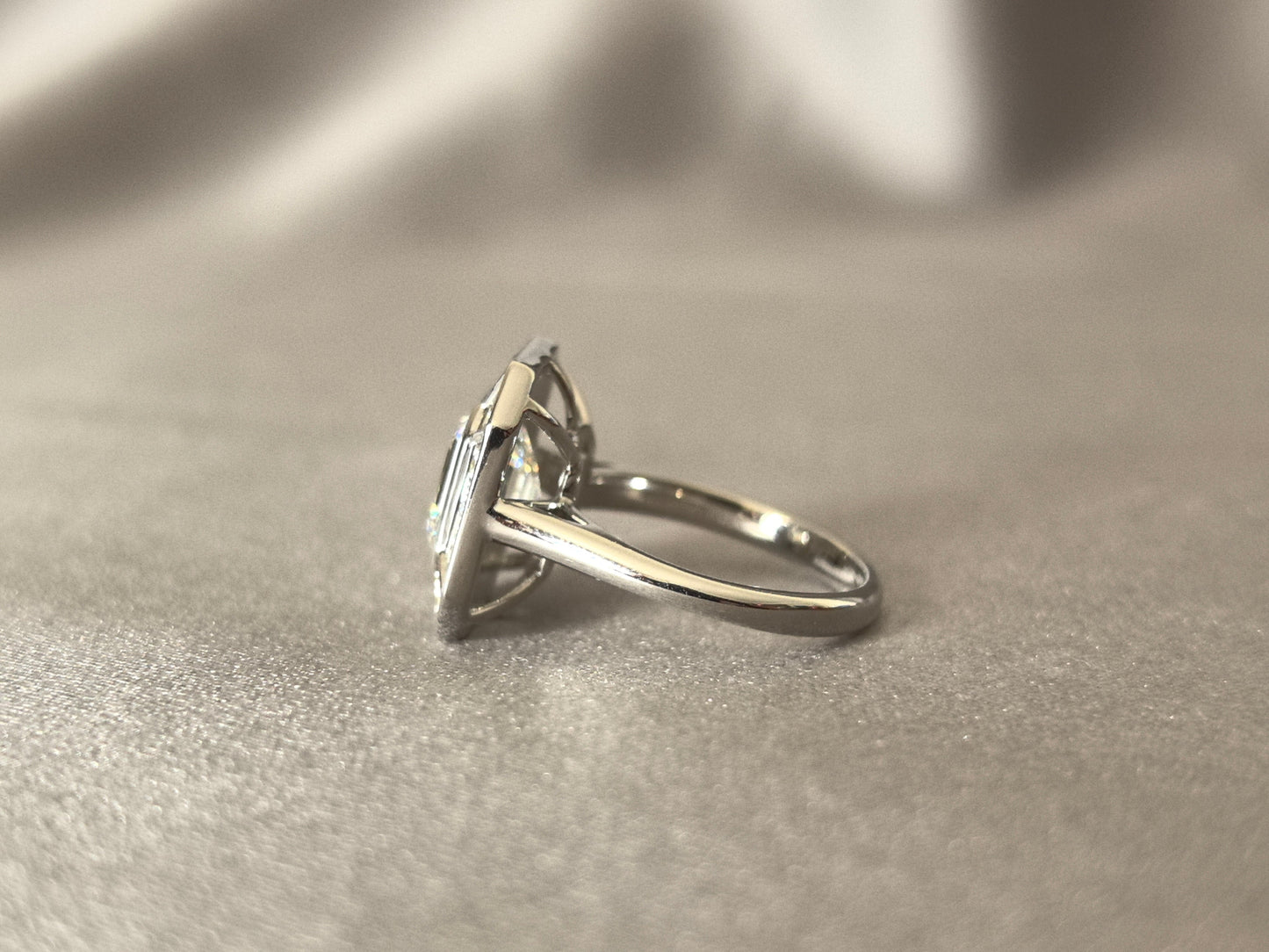 Ashoka-cut Laboratory Diamond Ring - Square Design - 18K White Gold