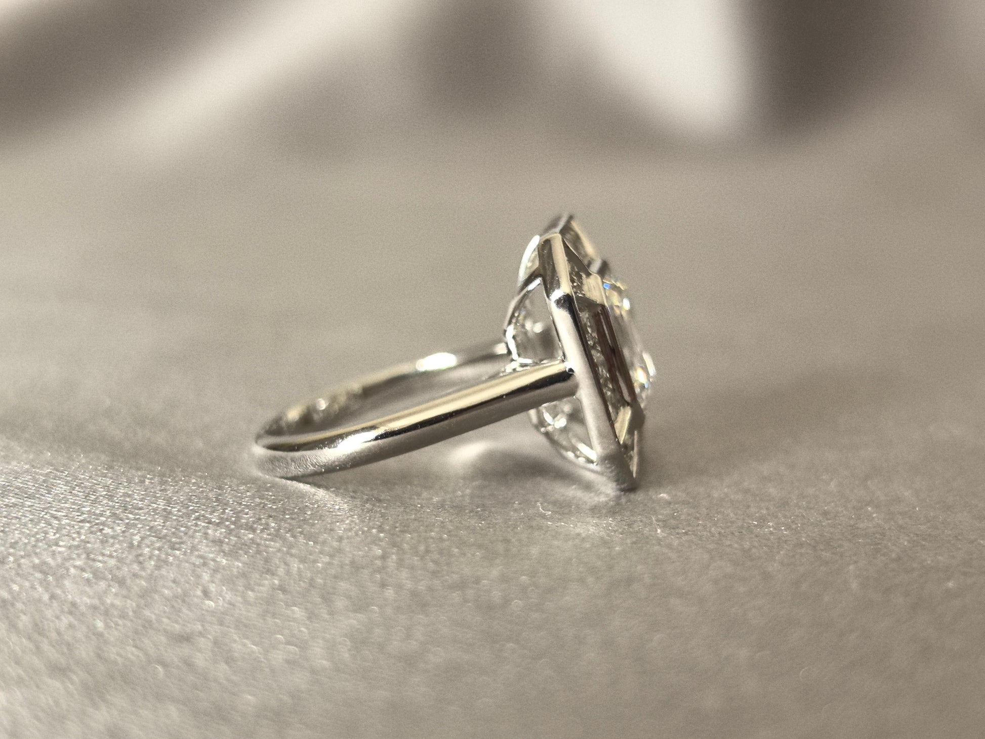 Ashoka-cut Laboratory Diamond Ring - Square Design - 18K White Gold