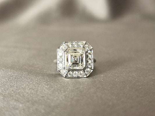 Ashoka-cut Laboratory Diamond Ring - Square Design - 18K White Gold