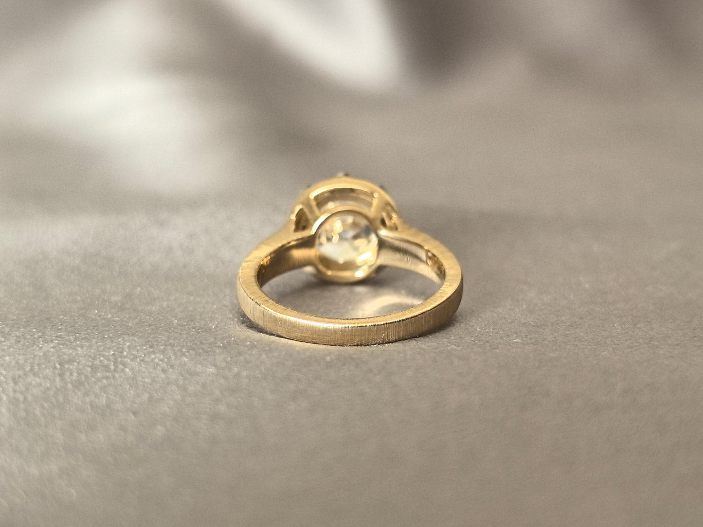 Round Lab-Grown Diamond Multi-Prong Ring - Brushed Finish - Matte Feel