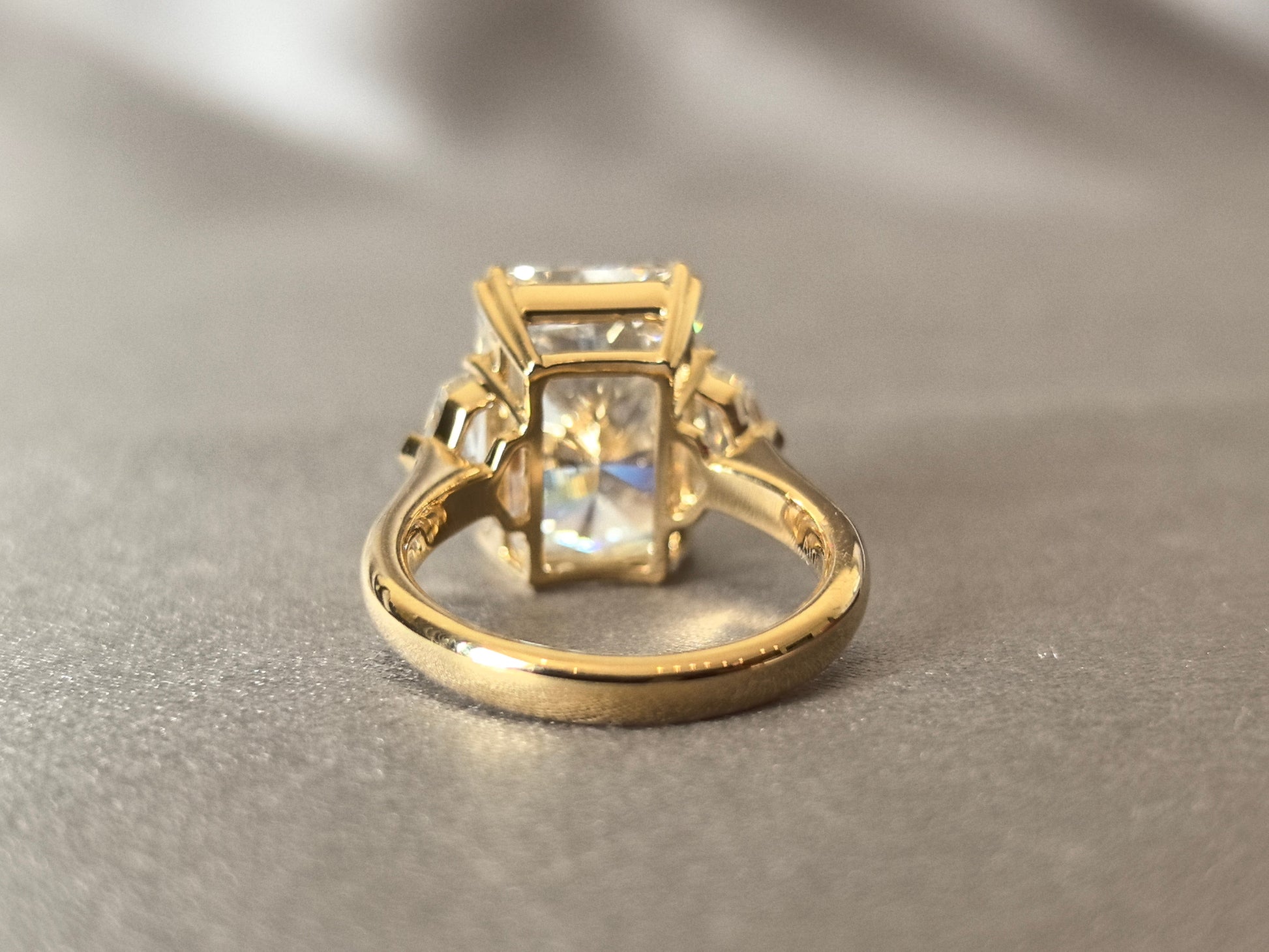 10-Carat Brilliant Cut Prong-Set Three-Stone Lab Diamond - Asymmetrical Side Stones - Special Design