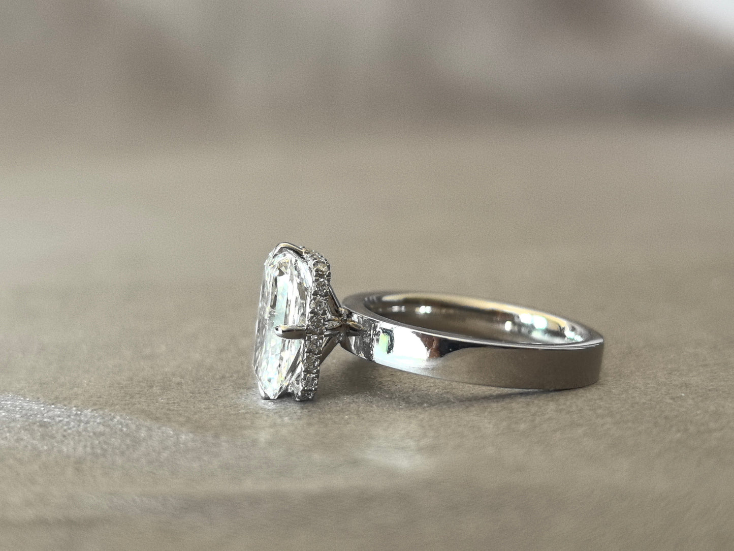 Brilliant Cut Ring - Wide Band - Four-Prong Setting in North, South, East, and West Directions