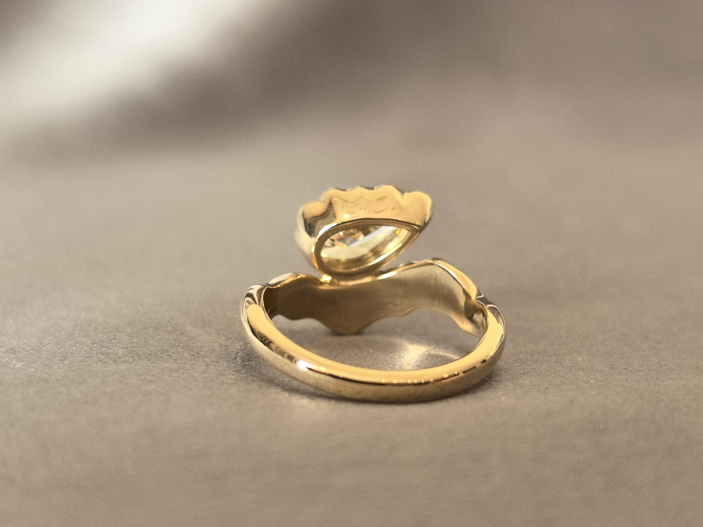 Molten Lava Pear-Shaped Ring - Curved Design - Pinky Ring