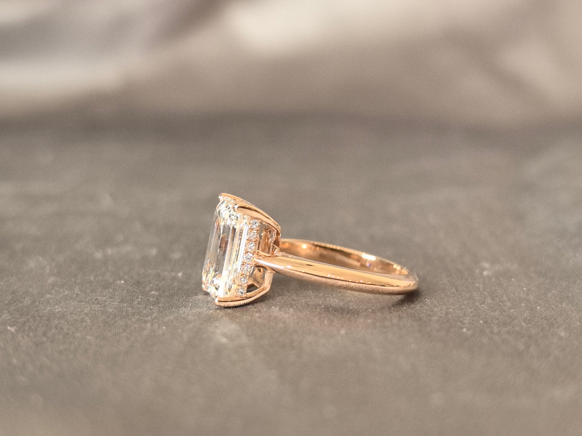 Emerald Cut Lab-Grown Diamond Ring - Single Stone Setting - Blade Design