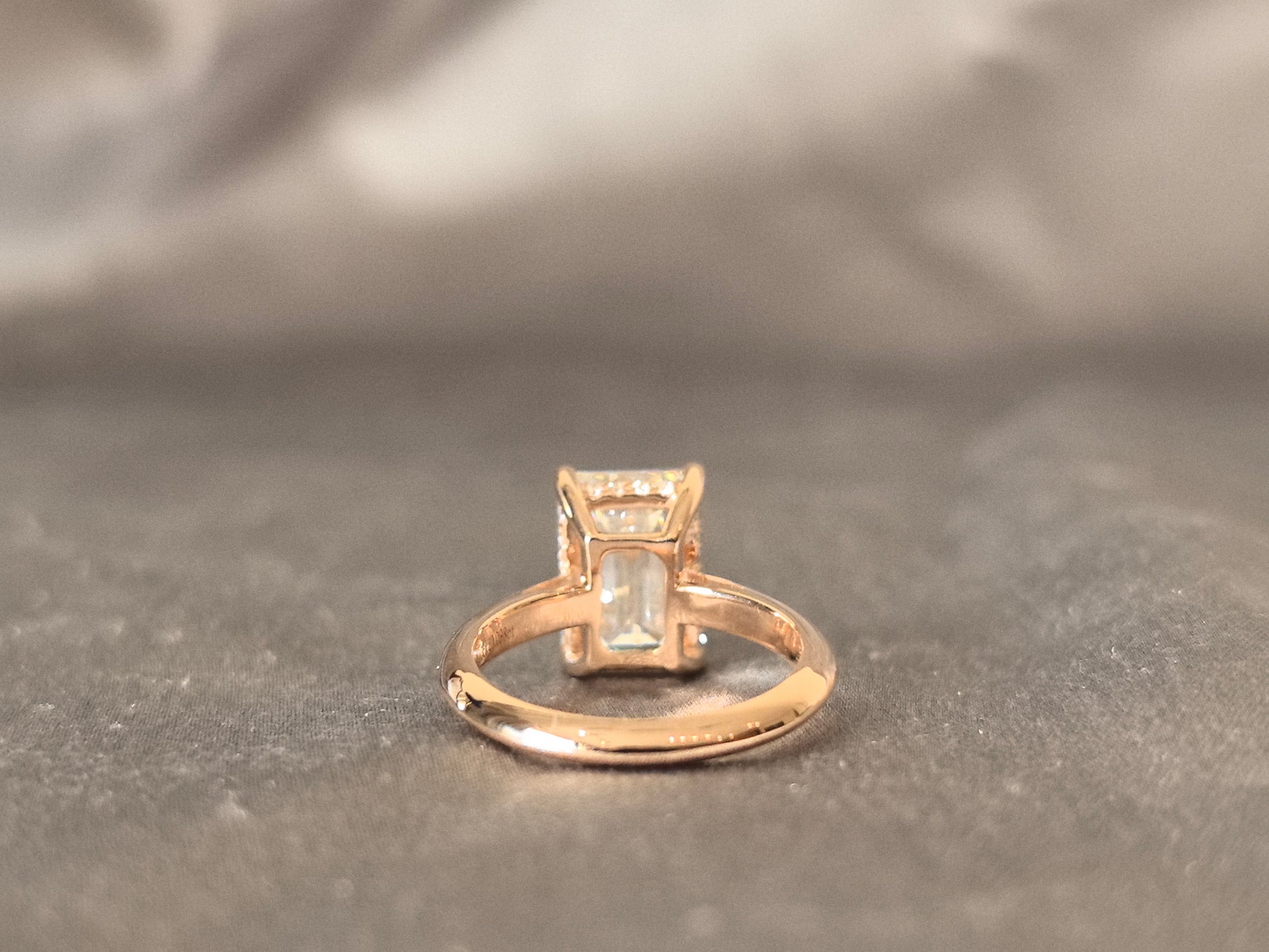 Emerald Cut Lab-Grown Diamond Ring - Single Stone Setting - Blade Design