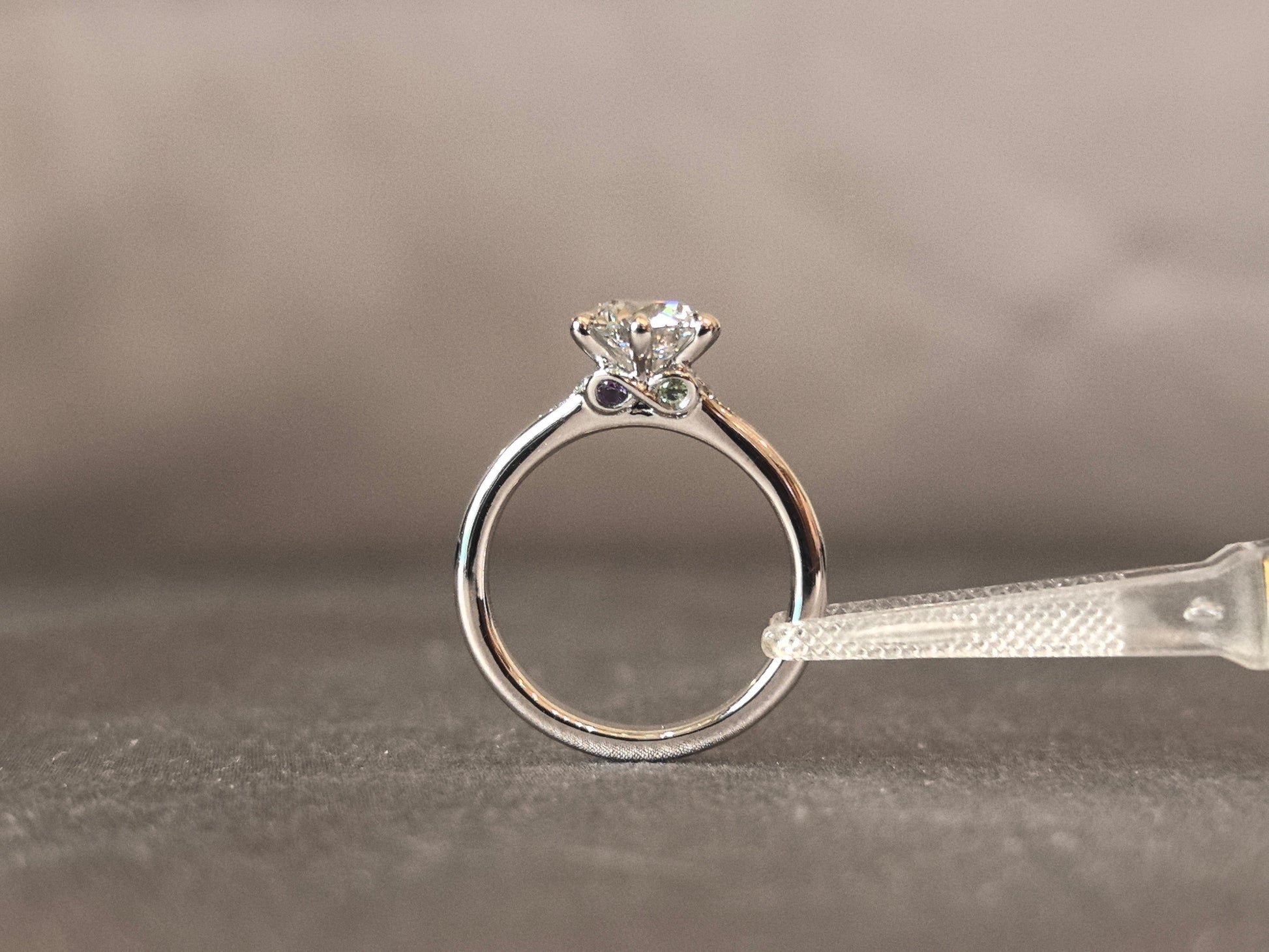 Round Brilliant Cut Diamond Ring - Effortlessly Elegant Solitaire - 6-Prong Solitaire with Accent Diamonds