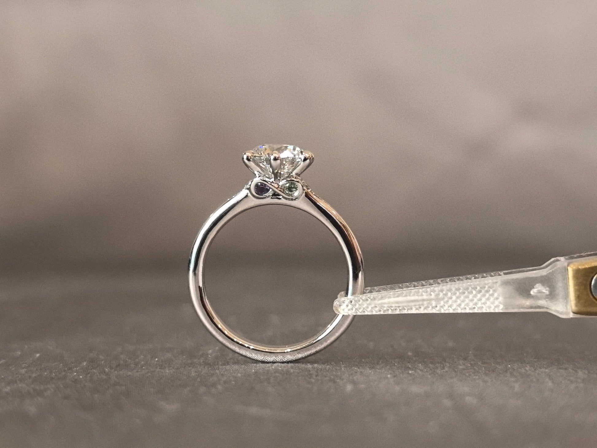 Round Brilliant Cut Diamond Ring - Effortlessly Elegant Solitaire - 6-Prong Solitaire with Accent Diamonds