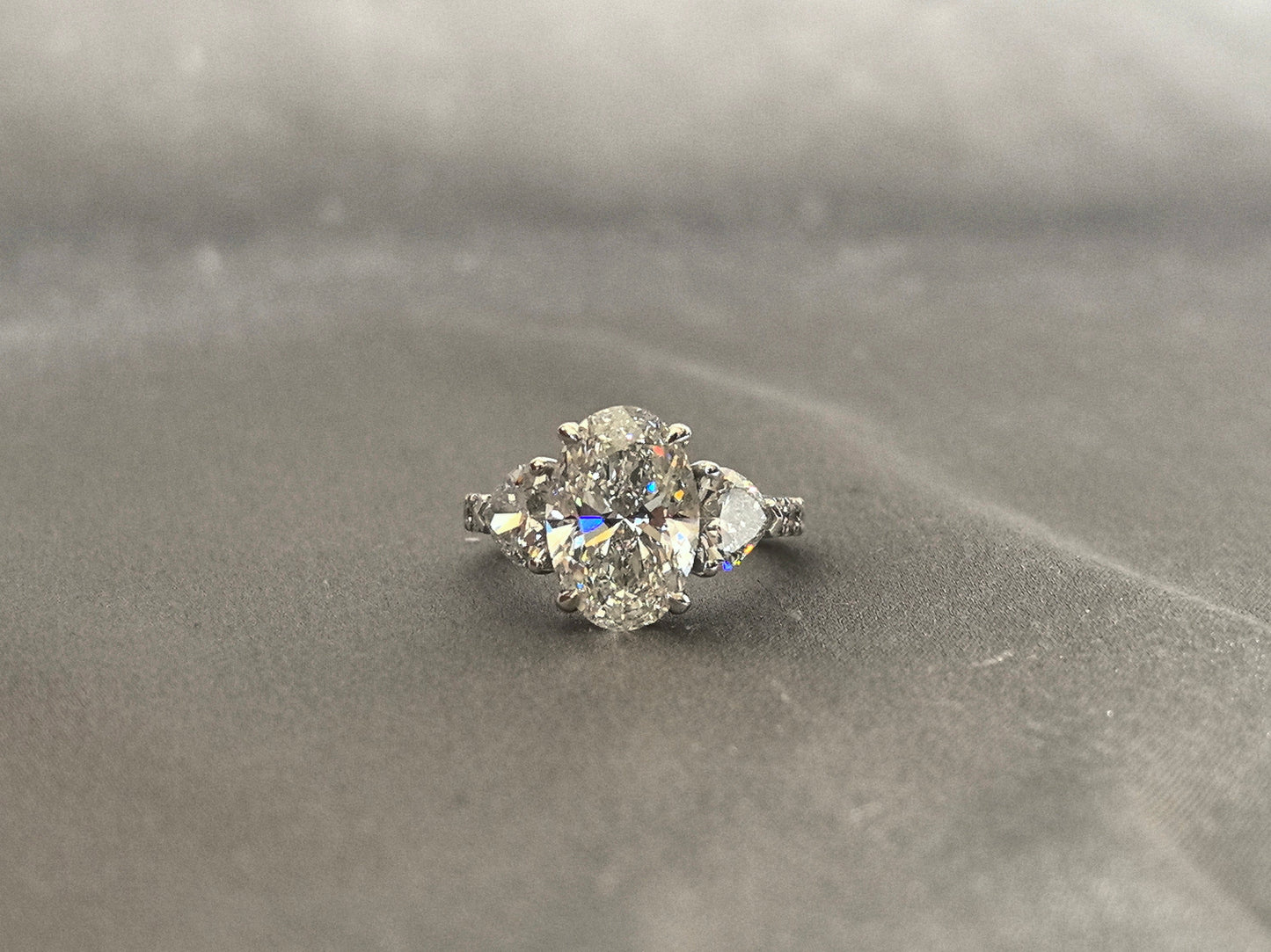 Oval Diamond Ring - Platinum Engagement Ring - Four Prong Setting