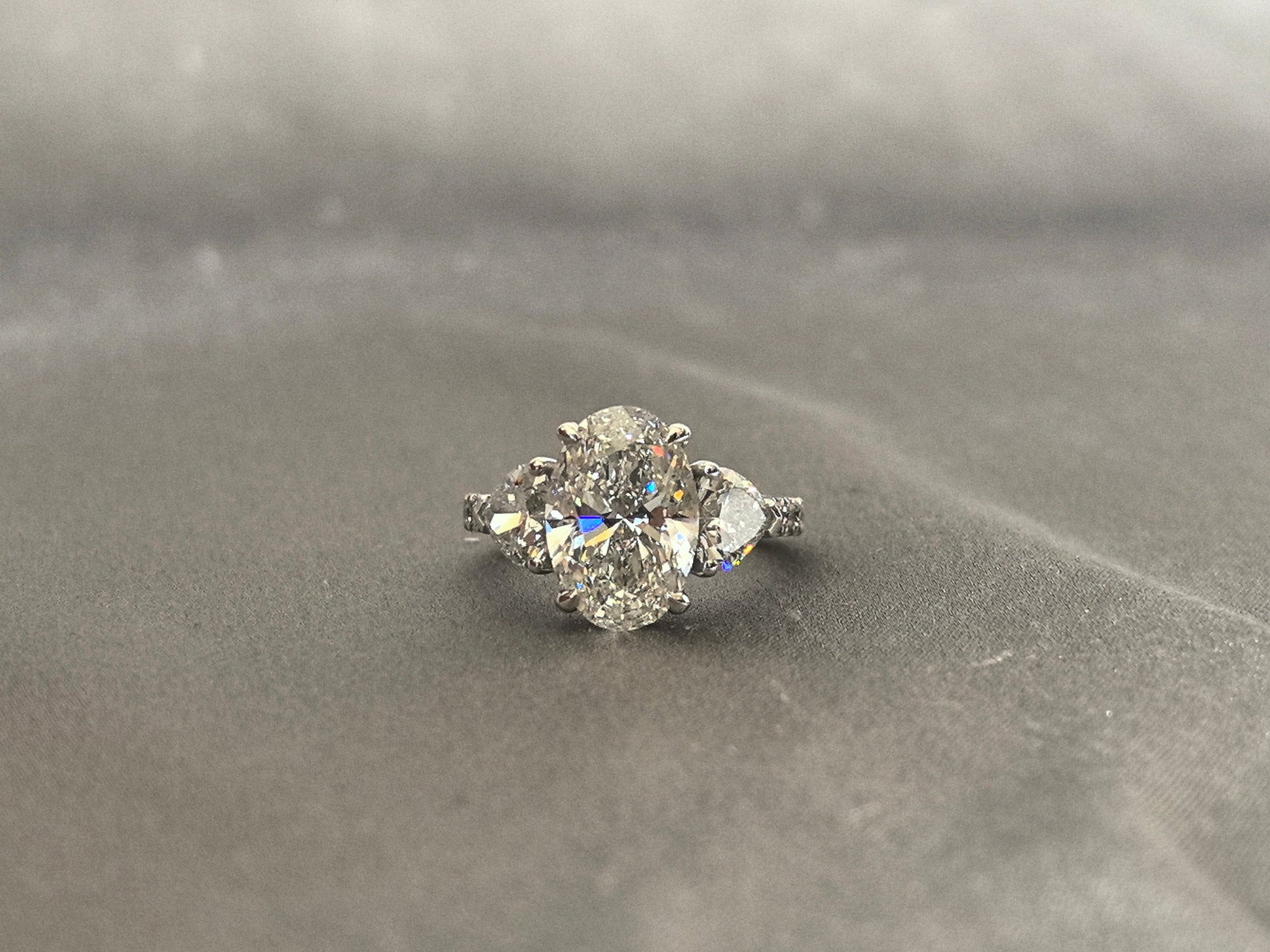 Oval Diamond Ring - Platinum Engagement Ring - Four Prong Setting