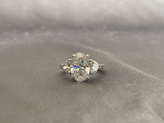 Oval Diamond Ring - Platinum Engagement Ring - Four Prong Setting