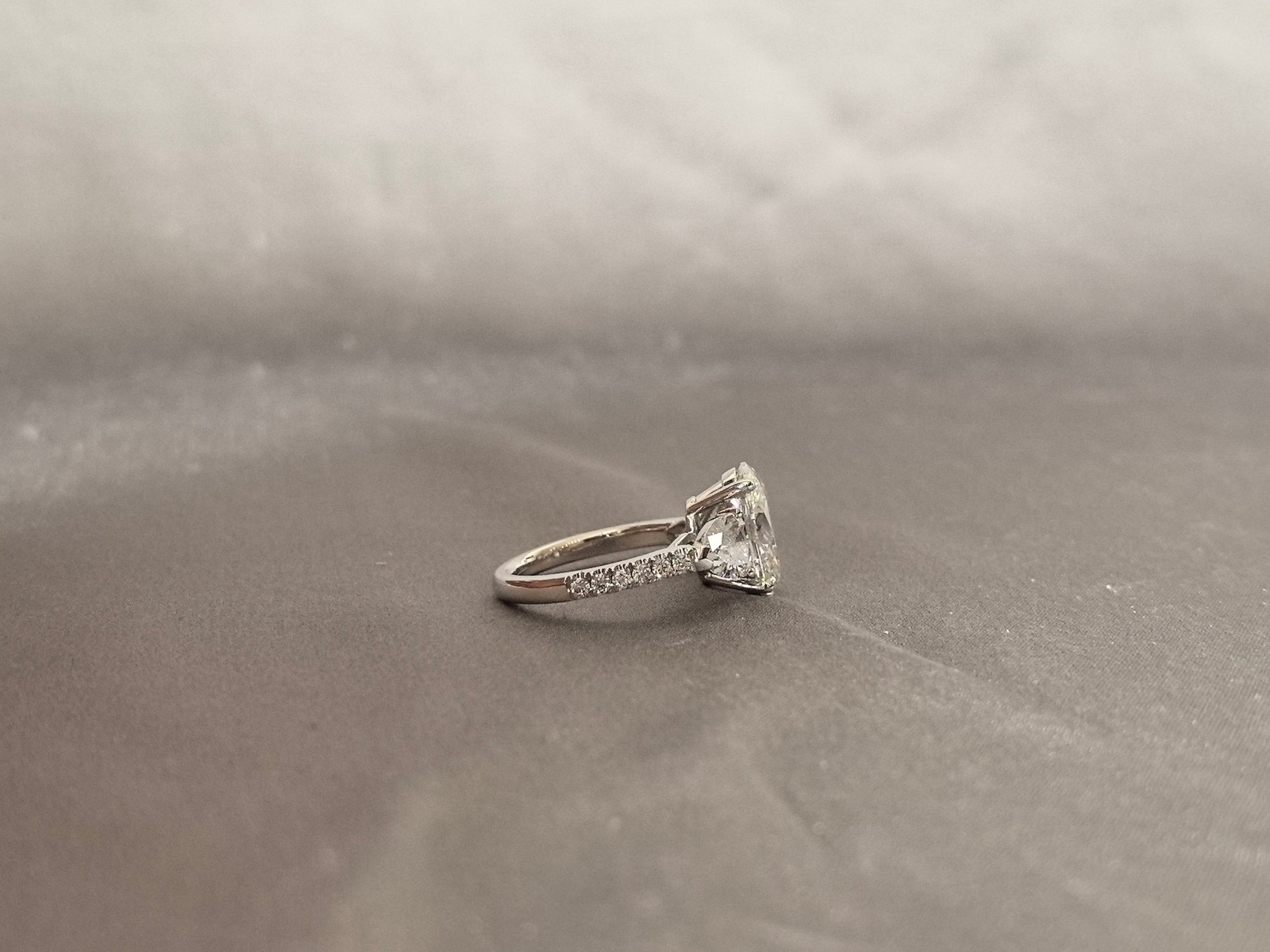 Oval Diamond Ring - Platinum Engagement Ring - Four Prong Setting
