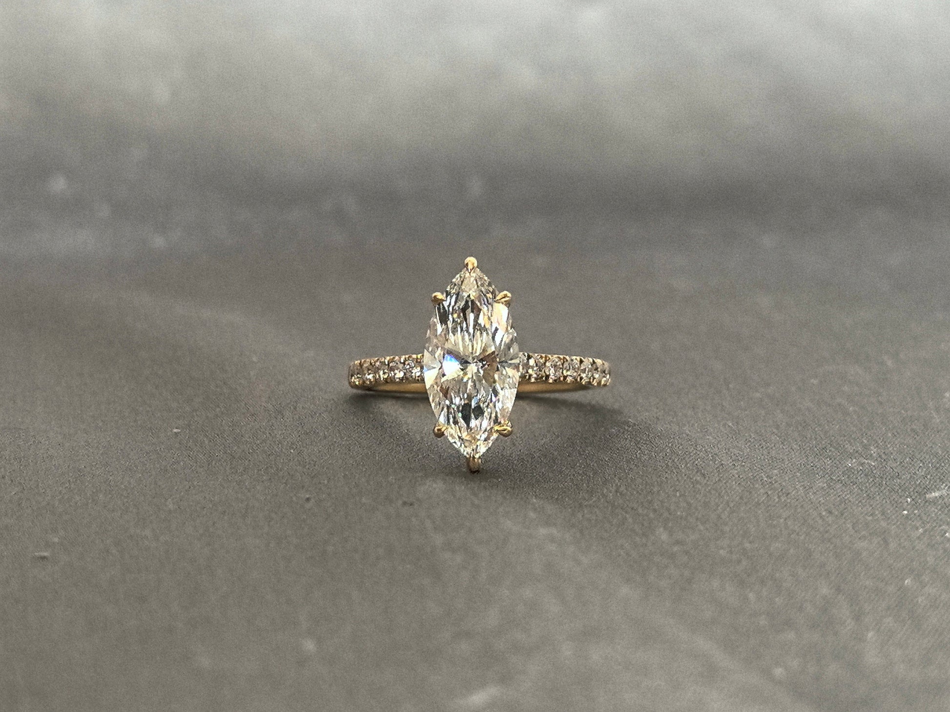 3 Carat Marquise Diamond Ring - 14K Yellow Gold Ring - Lab Grown Diamond Ring