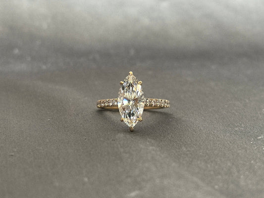 3 Carat Marquise Diamond Ring - 14K Yellow Gold Ring - Lab Grown Diamond Ring