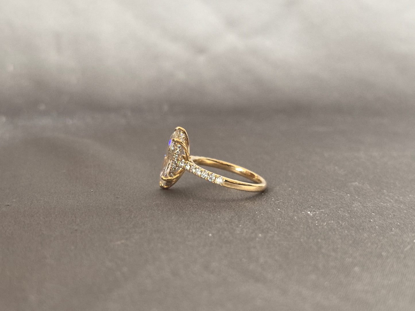 3 Carat Marquise Diamond Ring - 14K Yellow Gold Ring - Lab Grown Diamond Ring