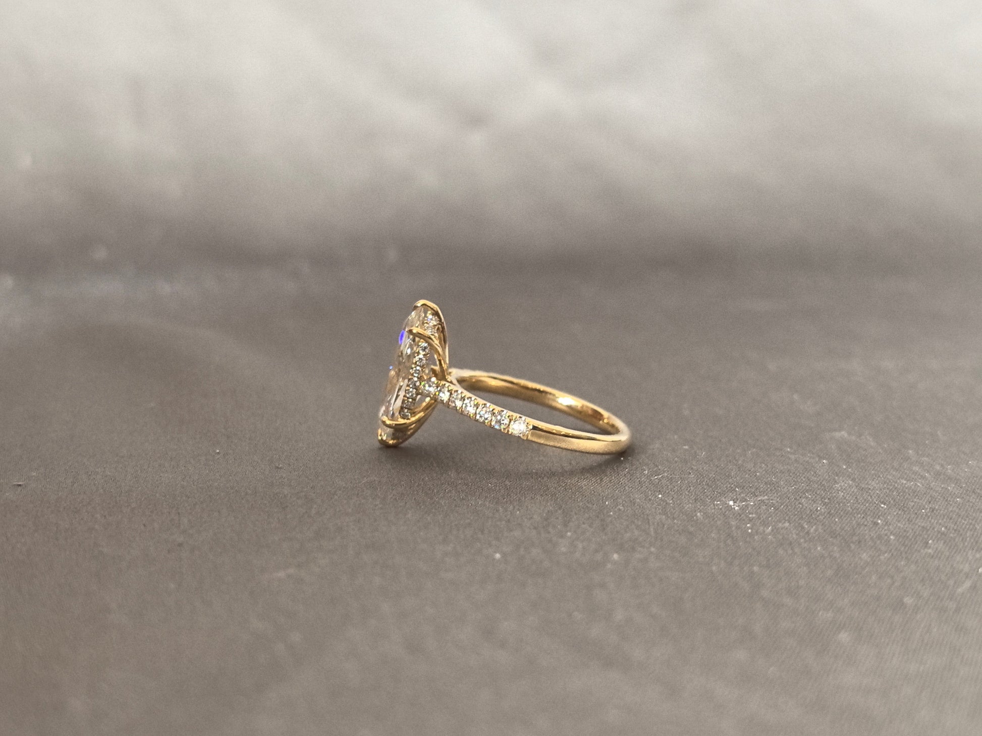 3 Carat Marquise Diamond Ring - 14K Yellow Gold Ring - Lab Grown Diamond Ring