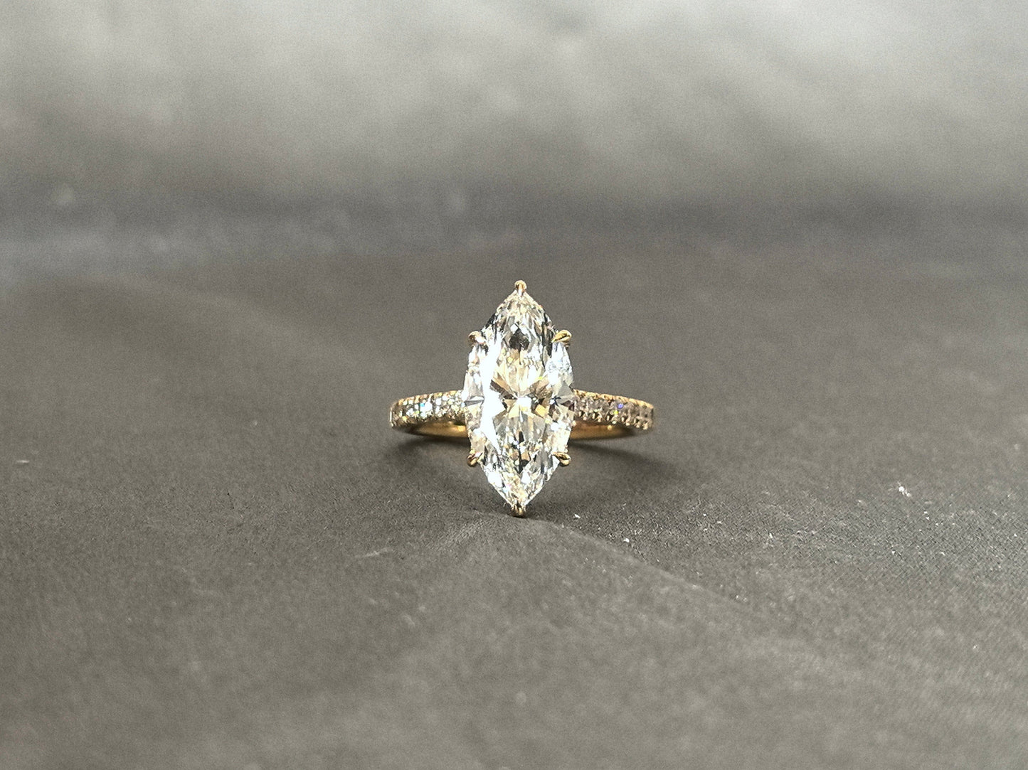 Marquise Diamond Ring - 14K Yellow Gold Ring - Lab Grown Diamond Ring