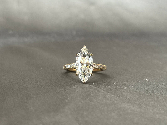 Marquise Diamond Ring - 14K Yellow Gold Ring - Lab Grown Diamond Ring