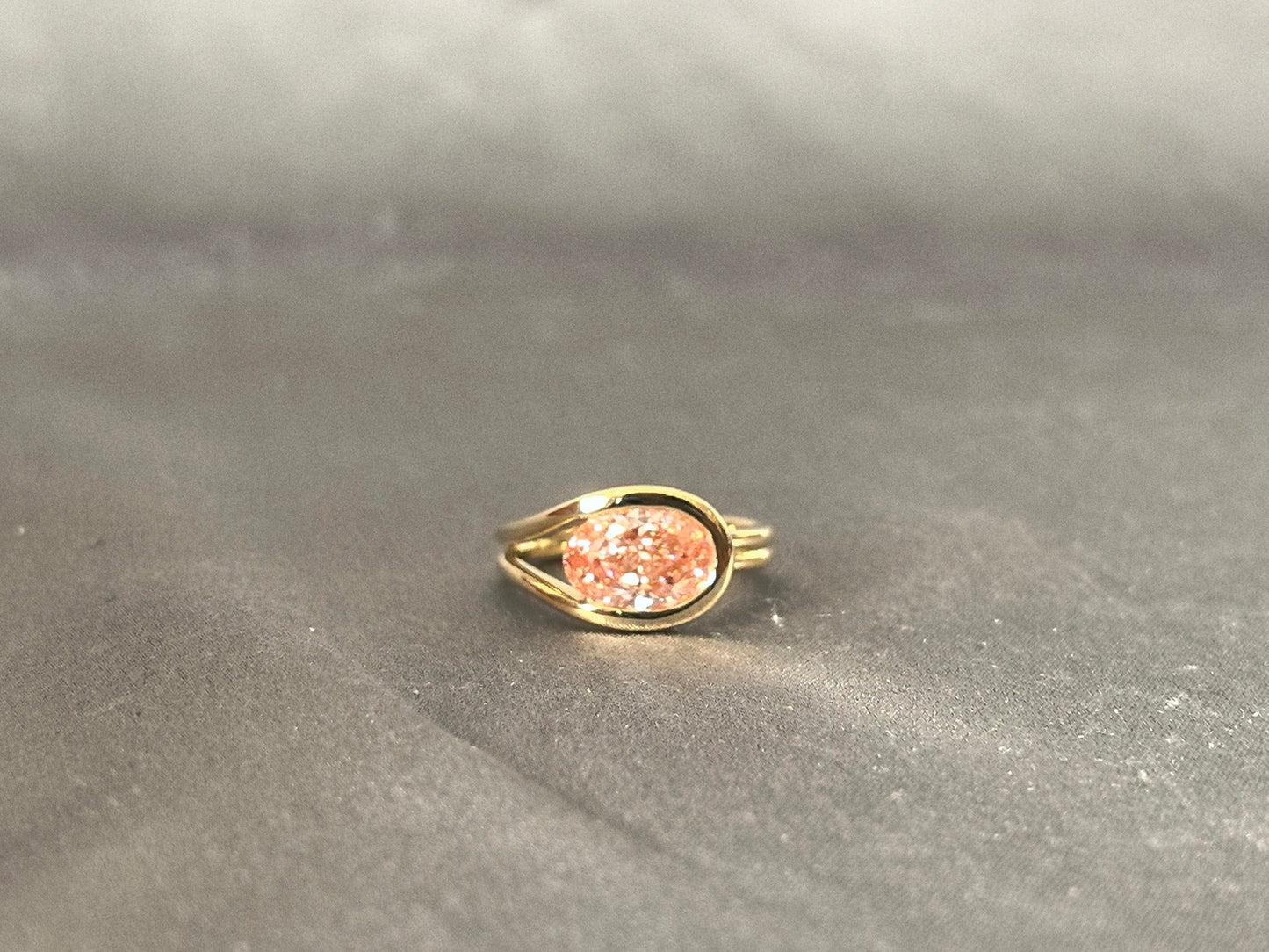 Oval Pink Diamond Ring - Lab Grown Diamond Ring - Bezel Setting