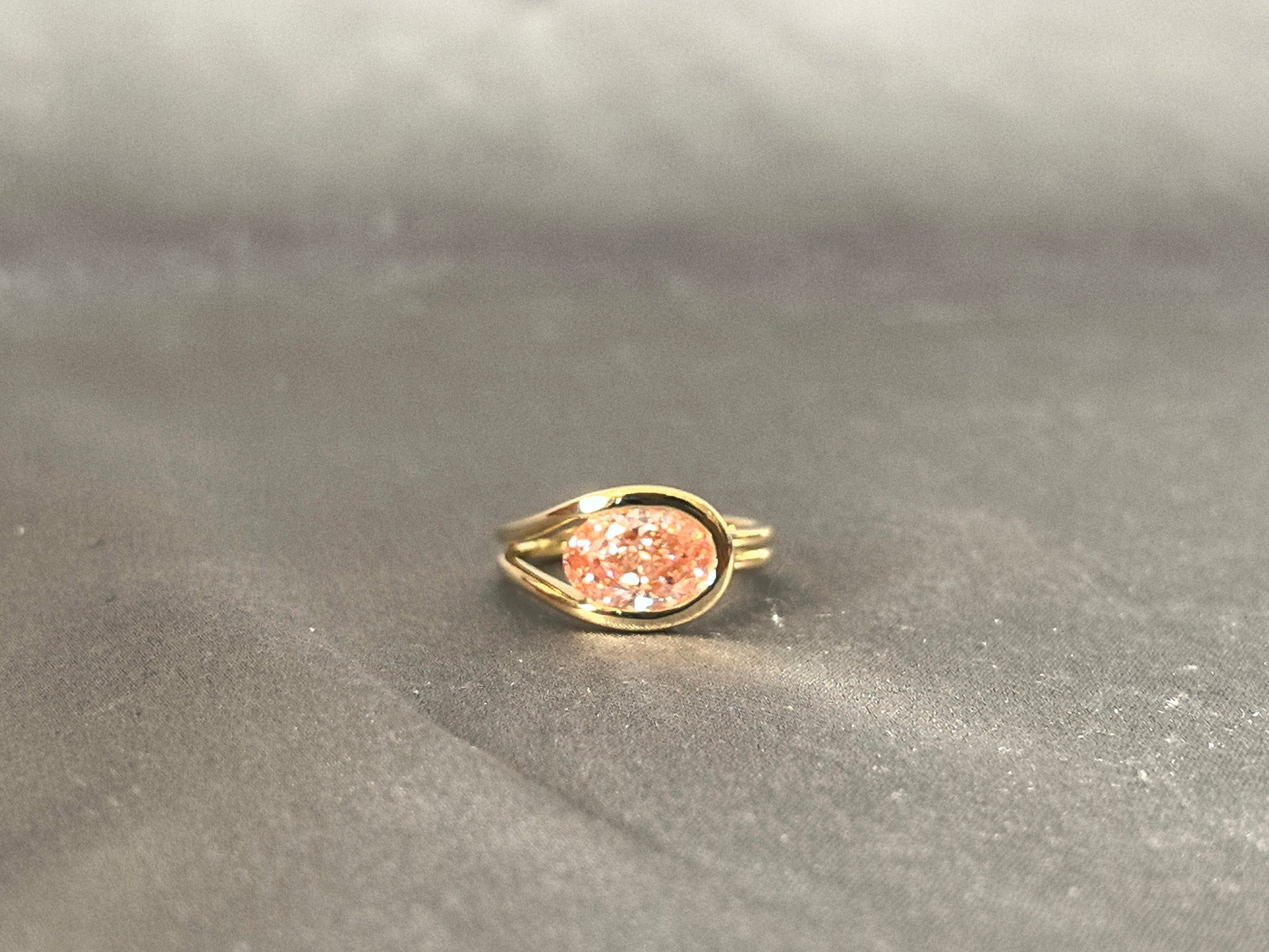 Oval Pink Diamond Ring - Lab Grown Diamond Ring - Bezel Setting