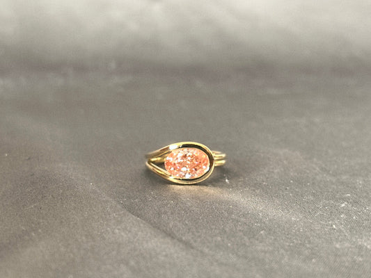 Oval Pink Diamond Ring - Lab Grown Diamond Ring - Bezel Setting
