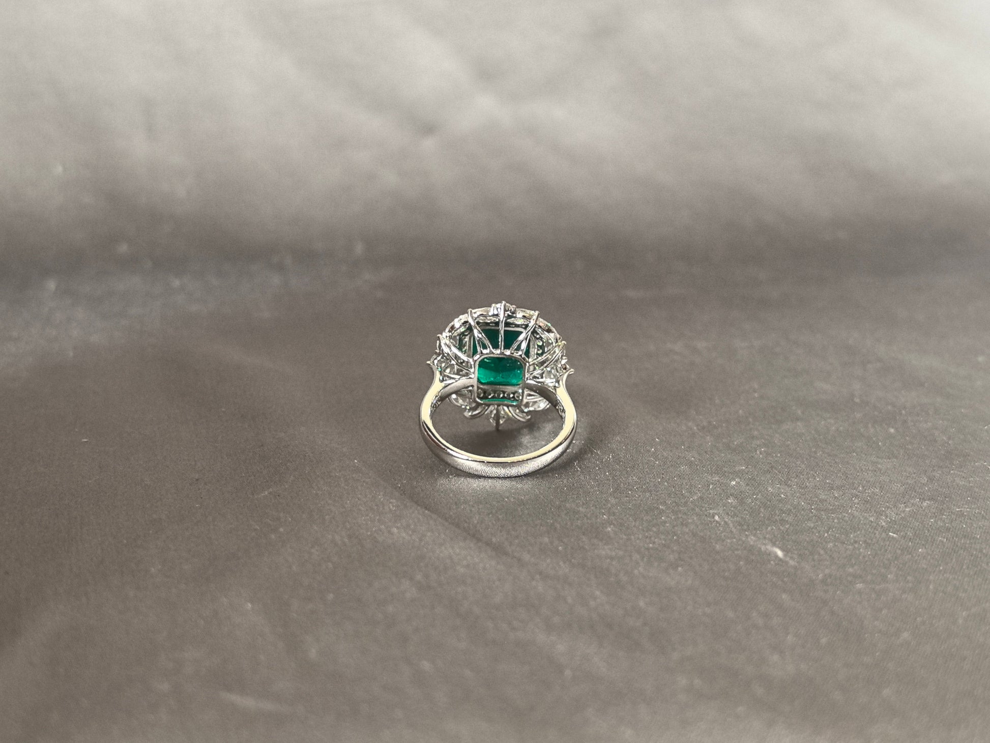 5 Carat Emerald Ring - 14K White Gold Ring - Lab Grown Emerald RingMarquise & Round Diamond Halo