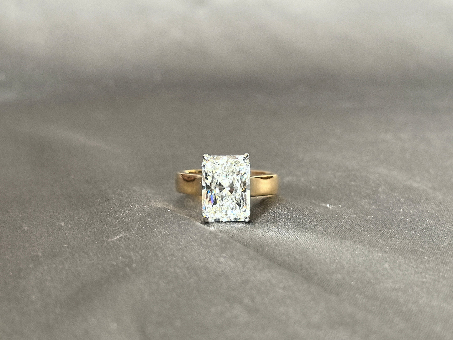 5 Carat Radiant Cut Diamond Ring - 14K Yellow Gold Ring - Lab Grown Diamond Ring