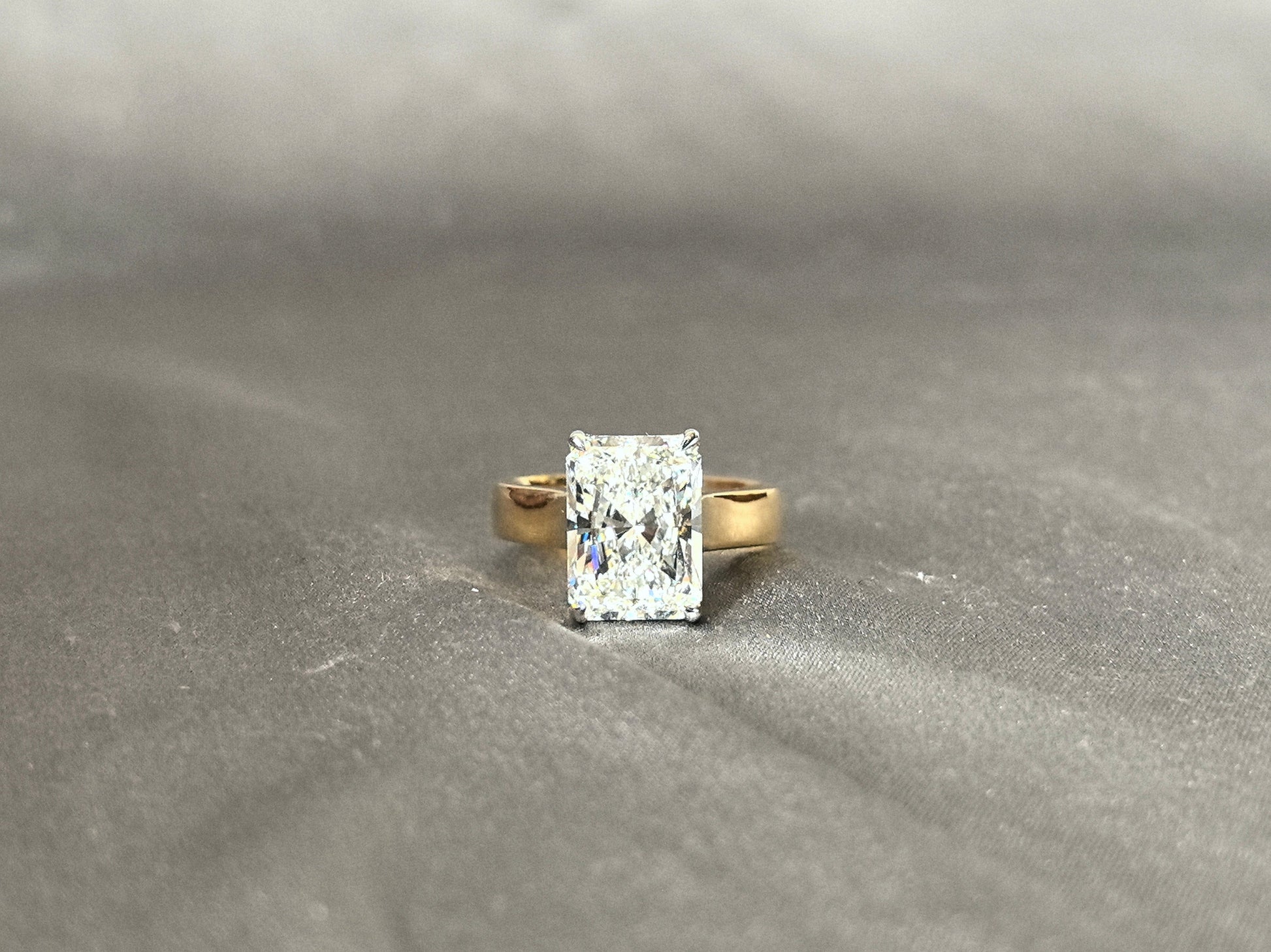 5 Carat Radiant Cut Diamond Ring - 14K Yellow Gold Ring - Lab Grown Diamond Ring