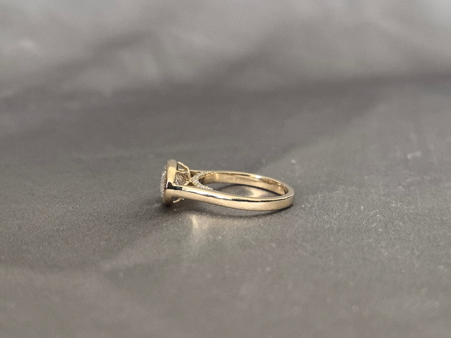 Oval Cut Diamond Ring - Milgrain Bezel Setting Ring - Minimalist Yellow Gold Engagement Ring Lab-Grown Diamond Solitaire