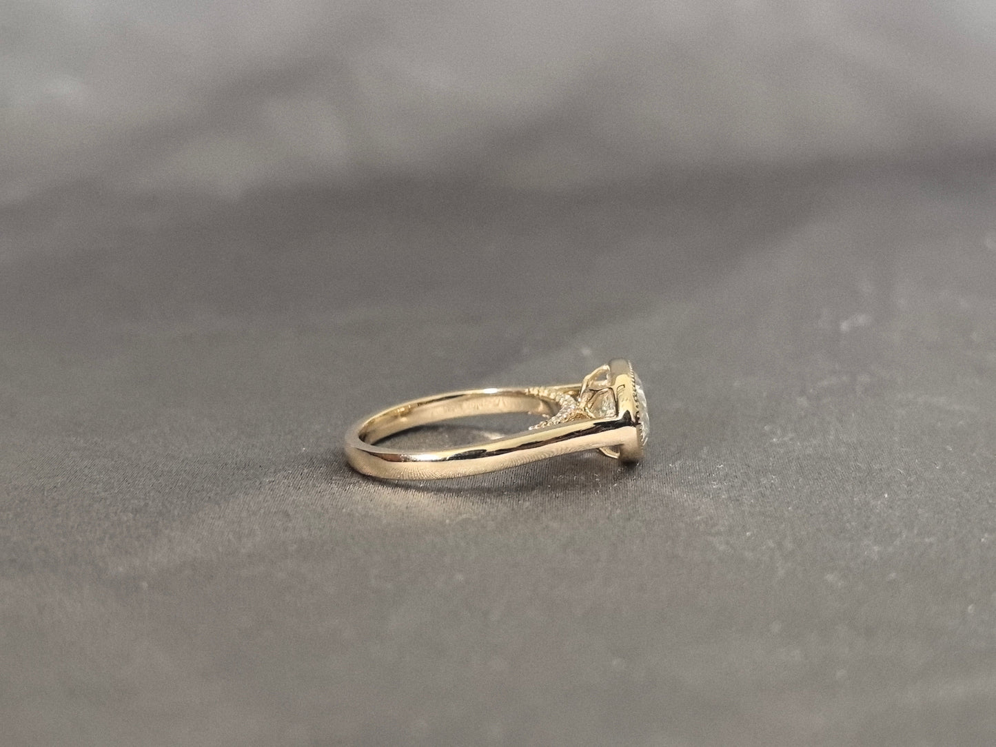 Oval Cut Diamond Ring - Milgrain Bezel Setting Ring - Minimalist Yellow Gold Engagement Ring Lab-Grown Diamond Solitaire