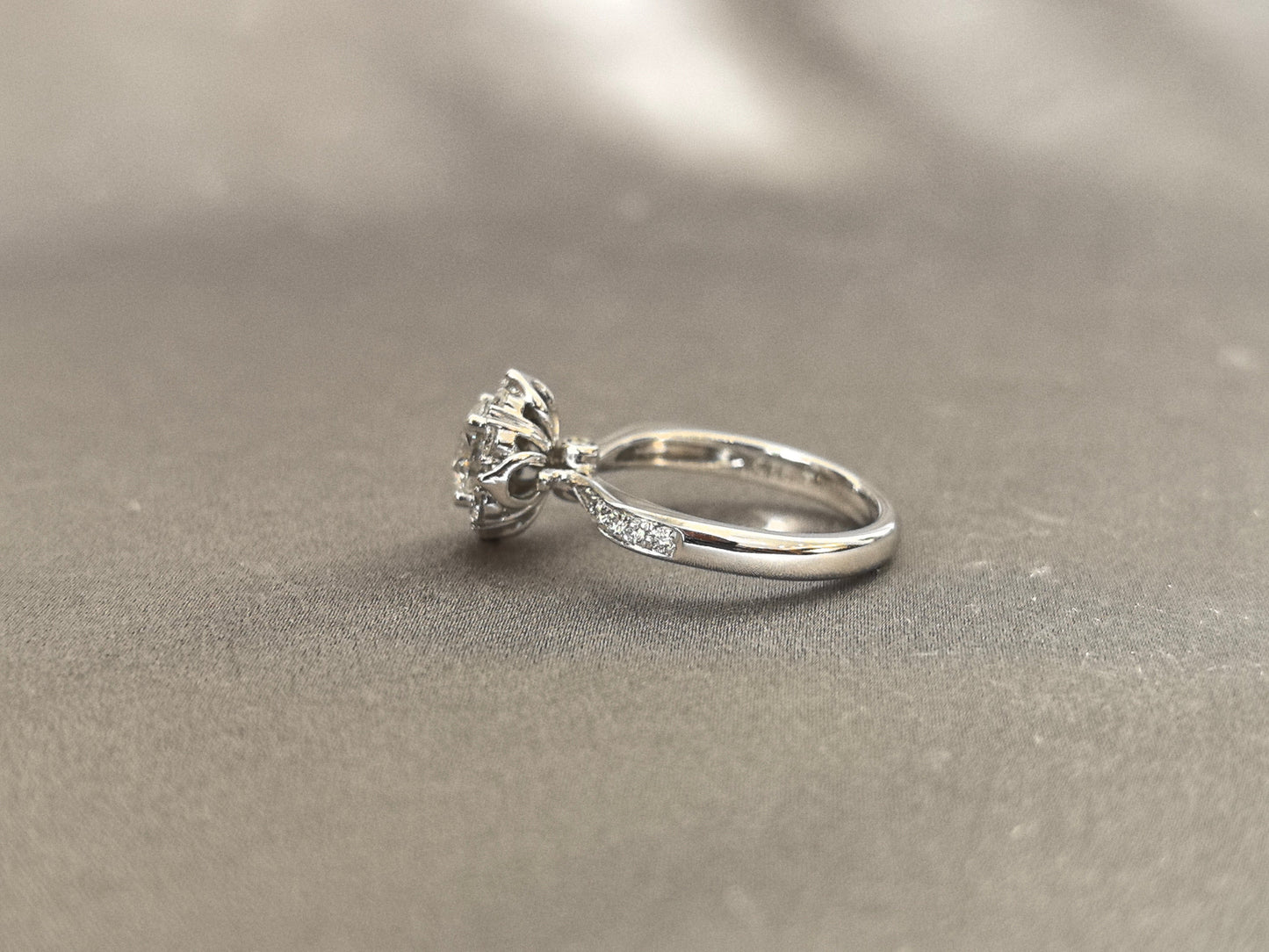 1 Carat Round Diamond Ring - With Diamond Accents - Round Shank 14k White Gold Ring