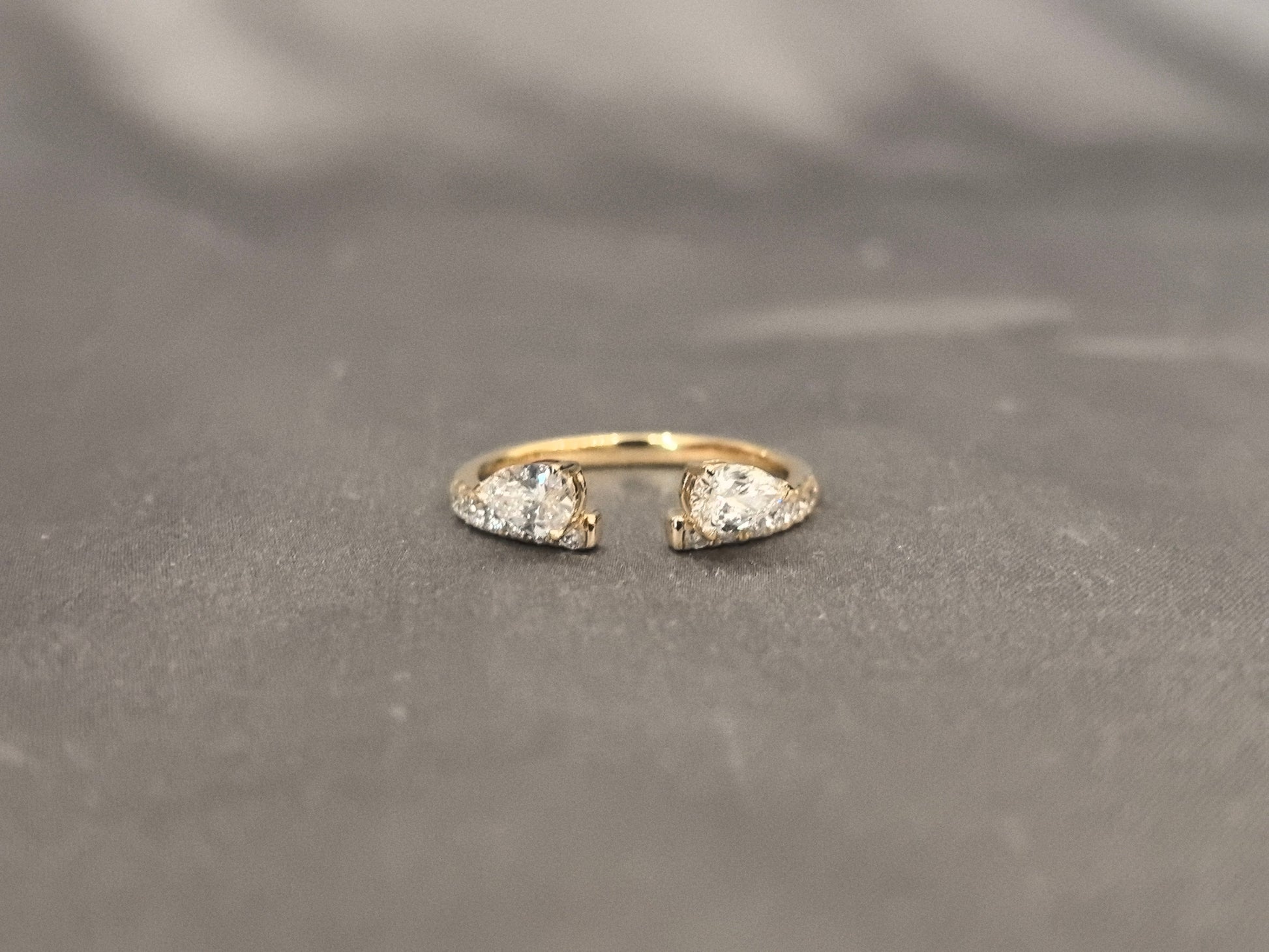 1 Carat Pear Shape Diamond - Diamond Accents - Open Round Shank