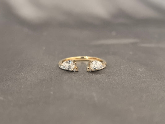 1 Carat Pear Shape Diamond - Diamond Accents - Open Round Shank