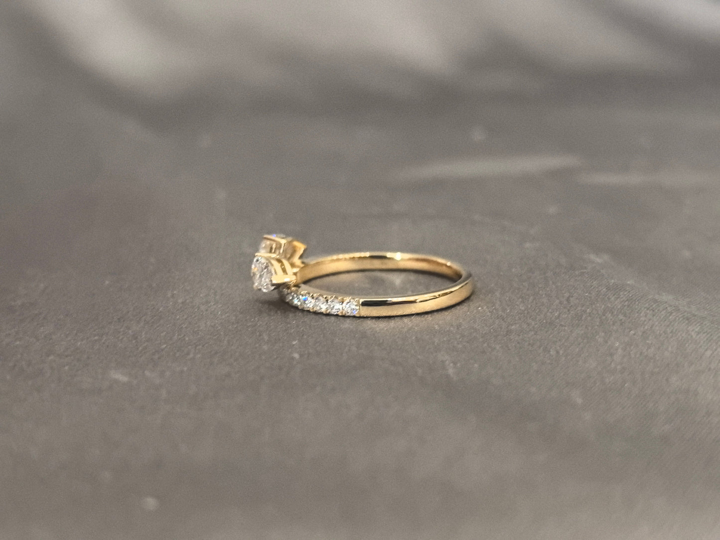 1 Carat Pear Shape Diamond - Diamond Accents - Open Round Shank