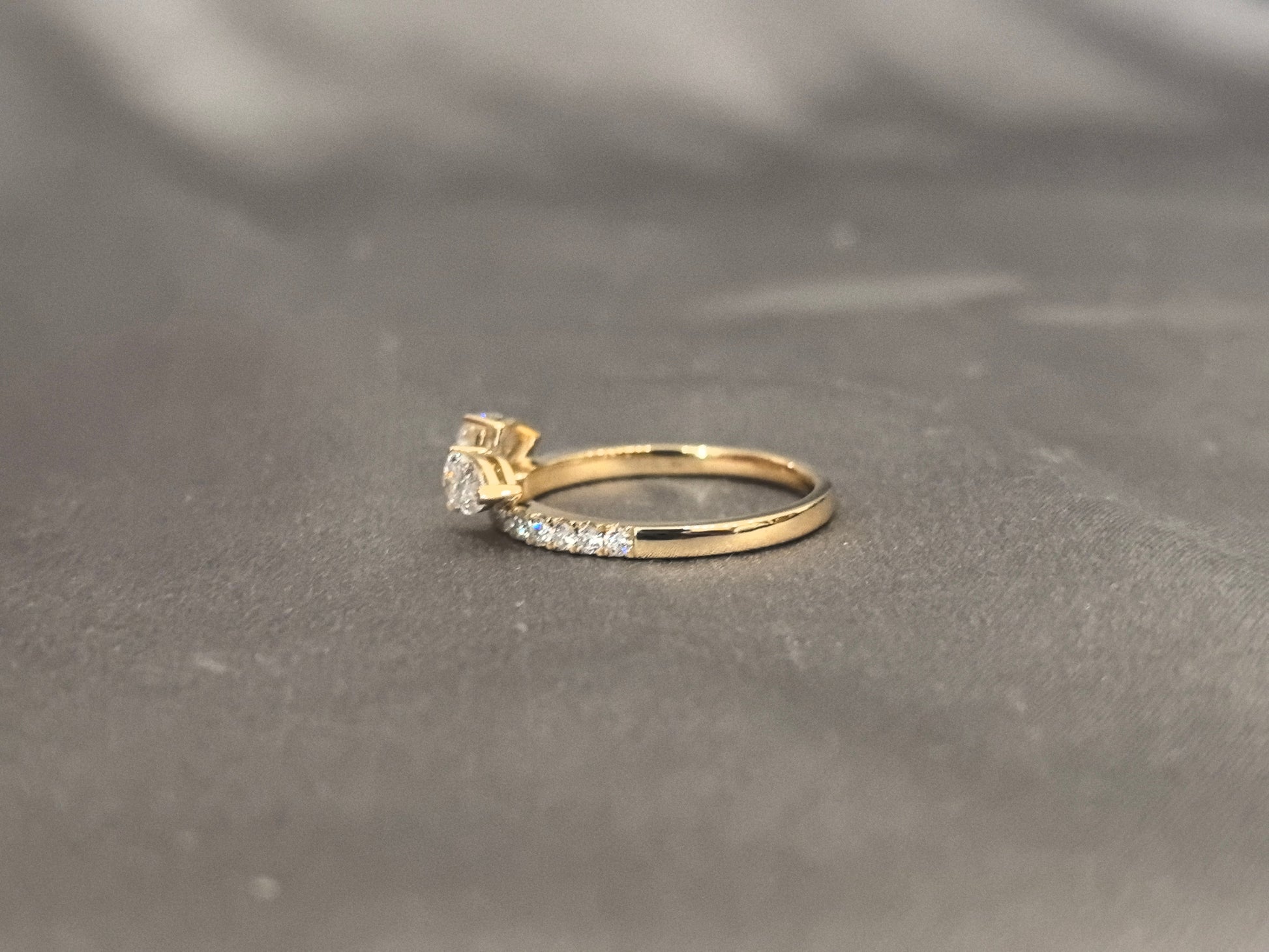 1 Carat Pear Shape Diamond - Diamond Accents - Open Round Shank