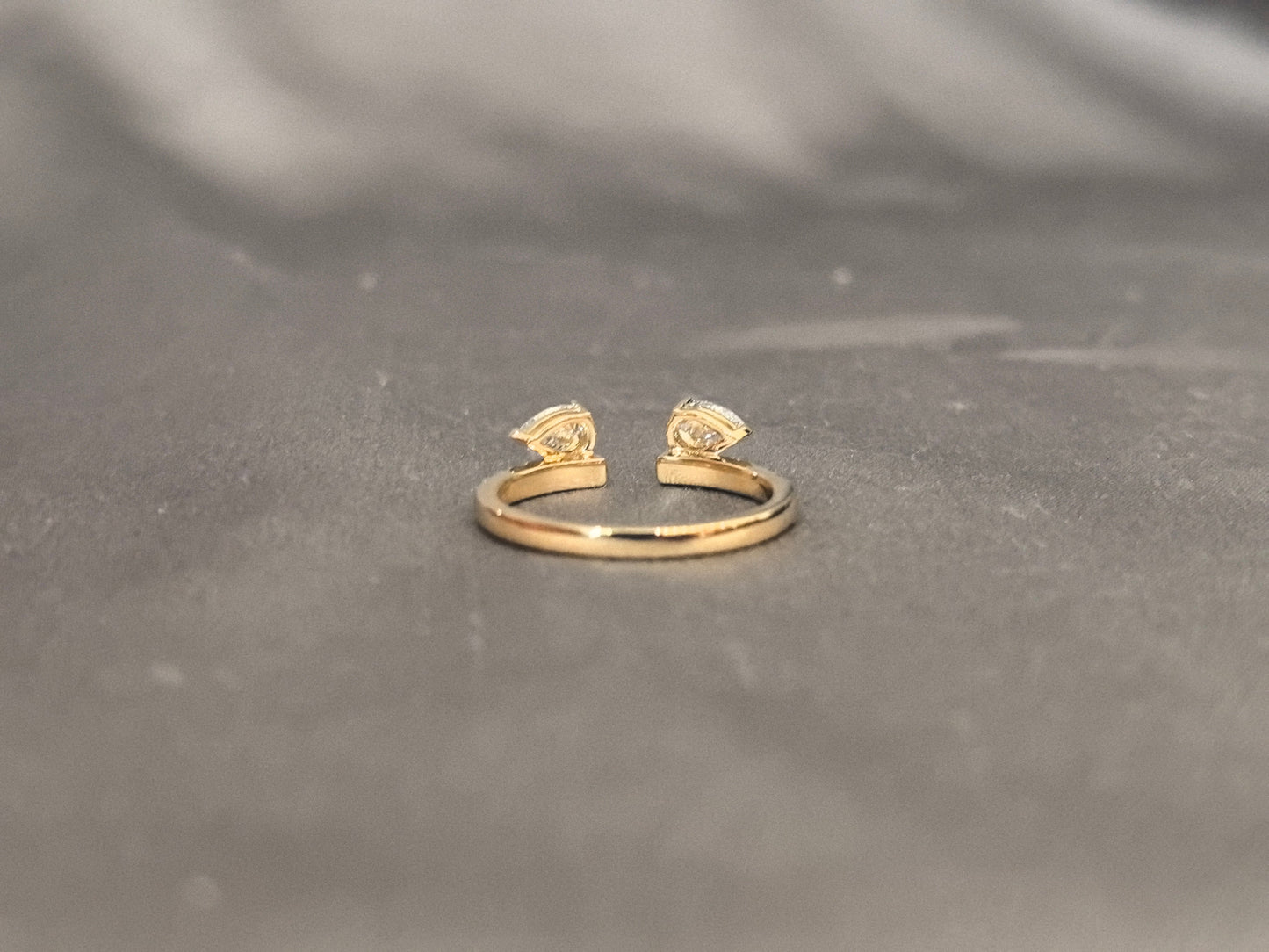 1 Carat Pear Shape Diamond - Diamond Accents - Open Round Shank